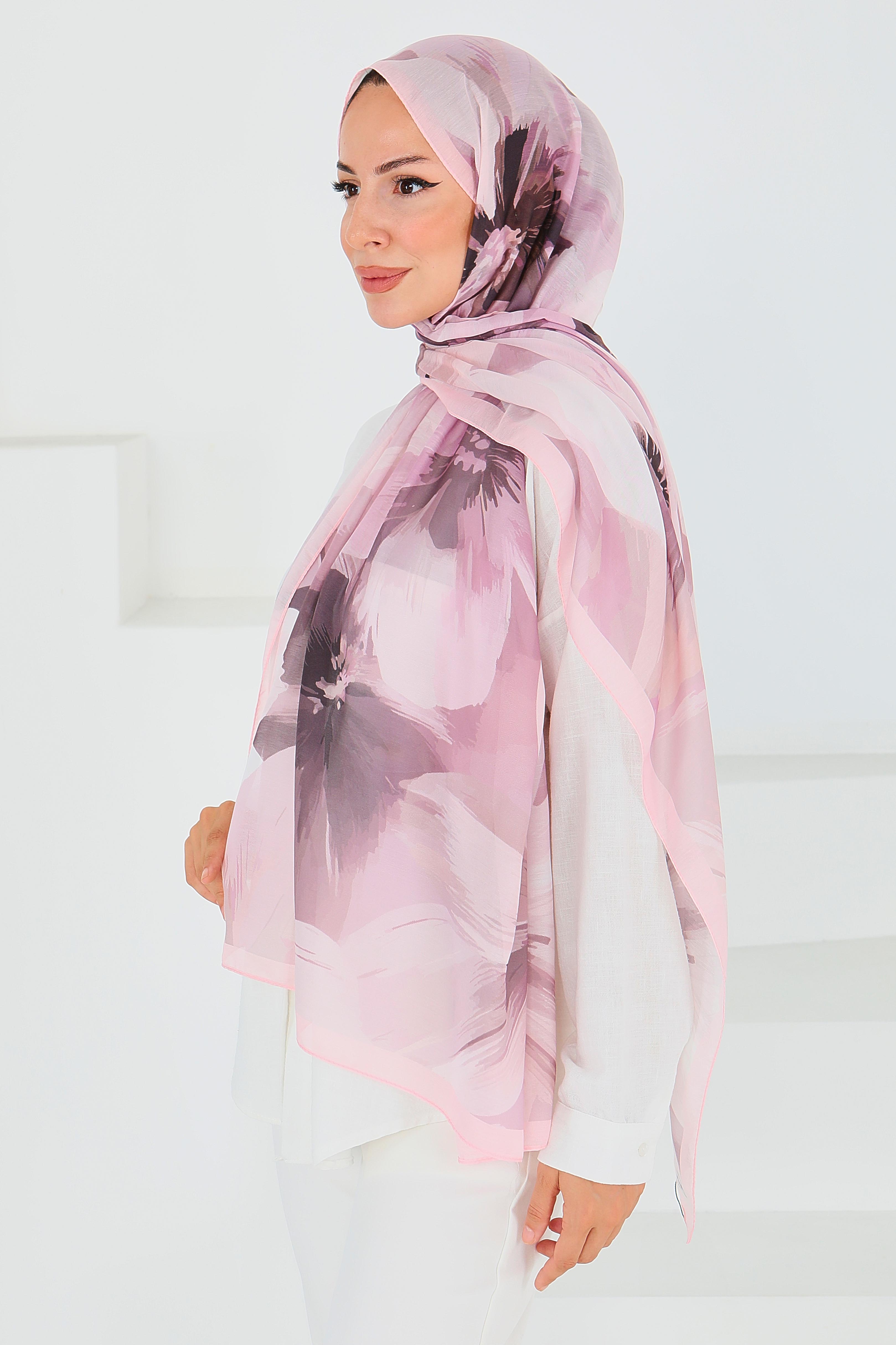 Desenli Bambu Kare Şal - 27524 - 3