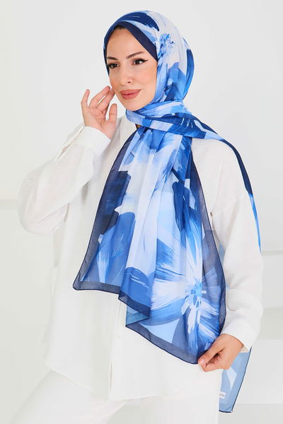 Desenli Bambu Kare Şal - 27524 