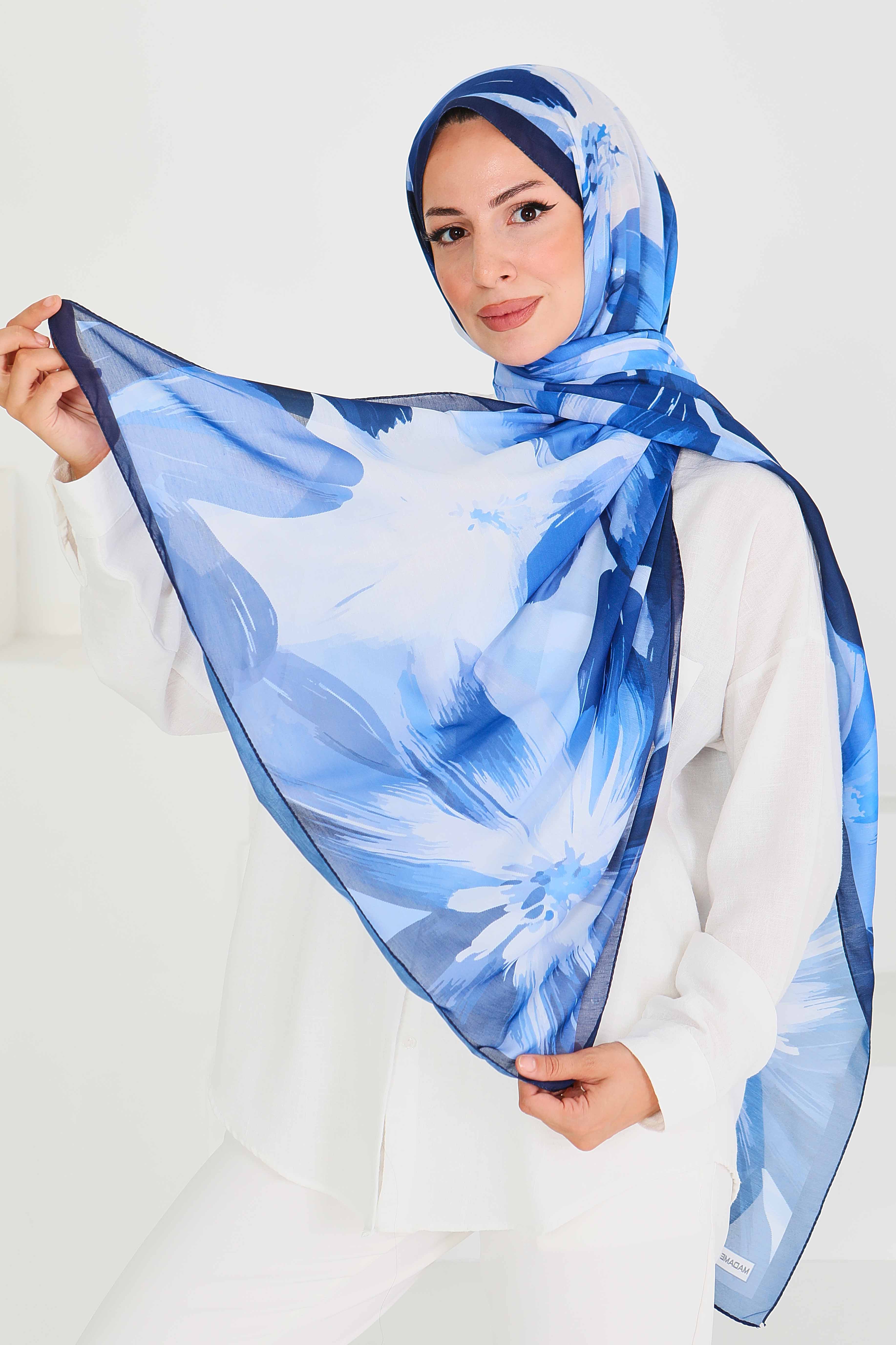 Desenli Bambu Kare Şal - 27524 - 2