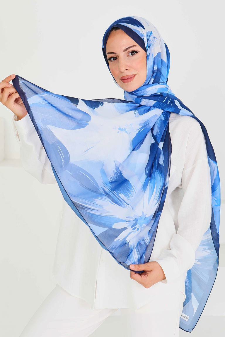 Desenli Bambu Kare Şal - 27524 - TOFİSA