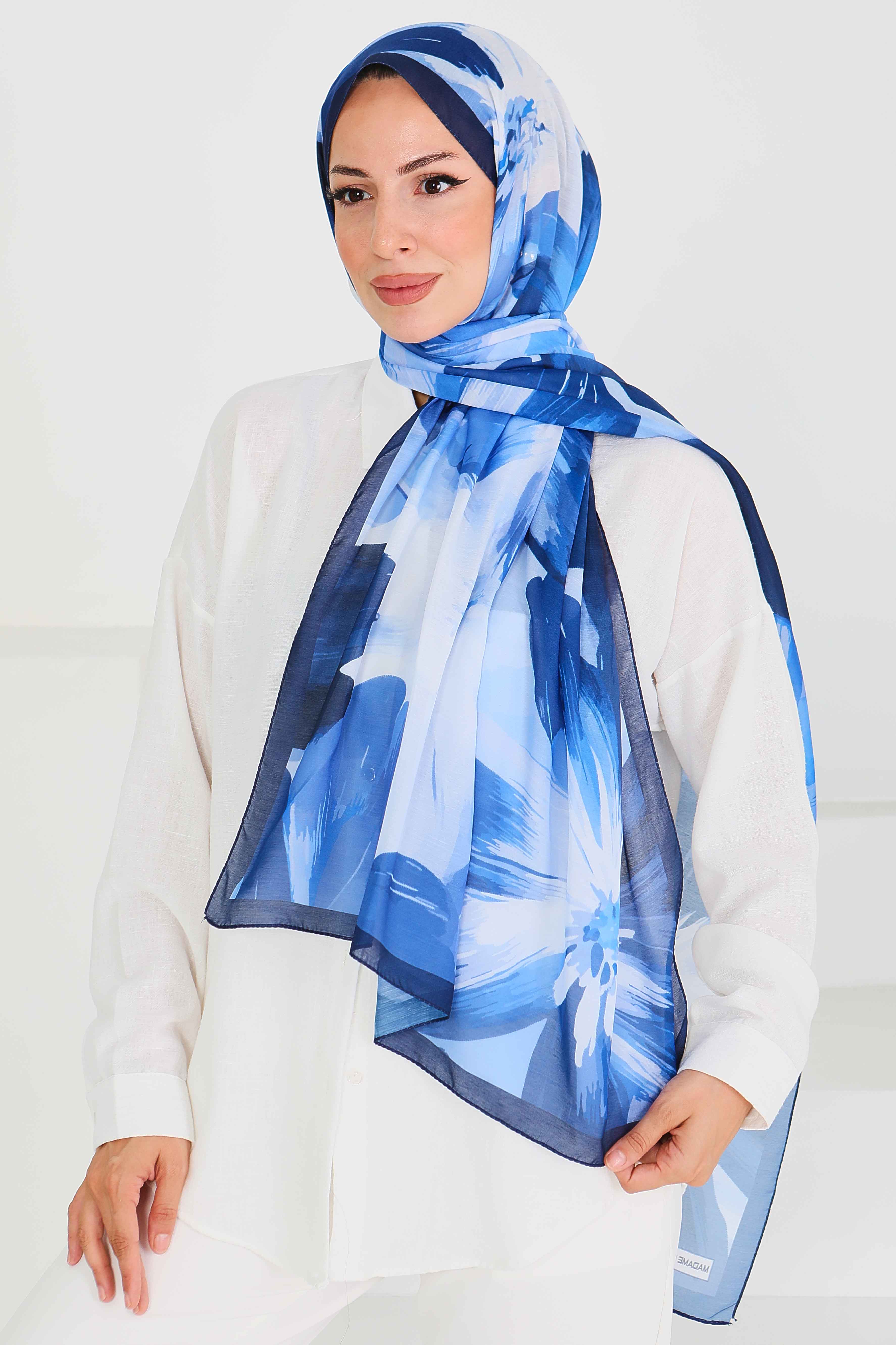 Desenli Bambu Kare Şal - 27524 - 3