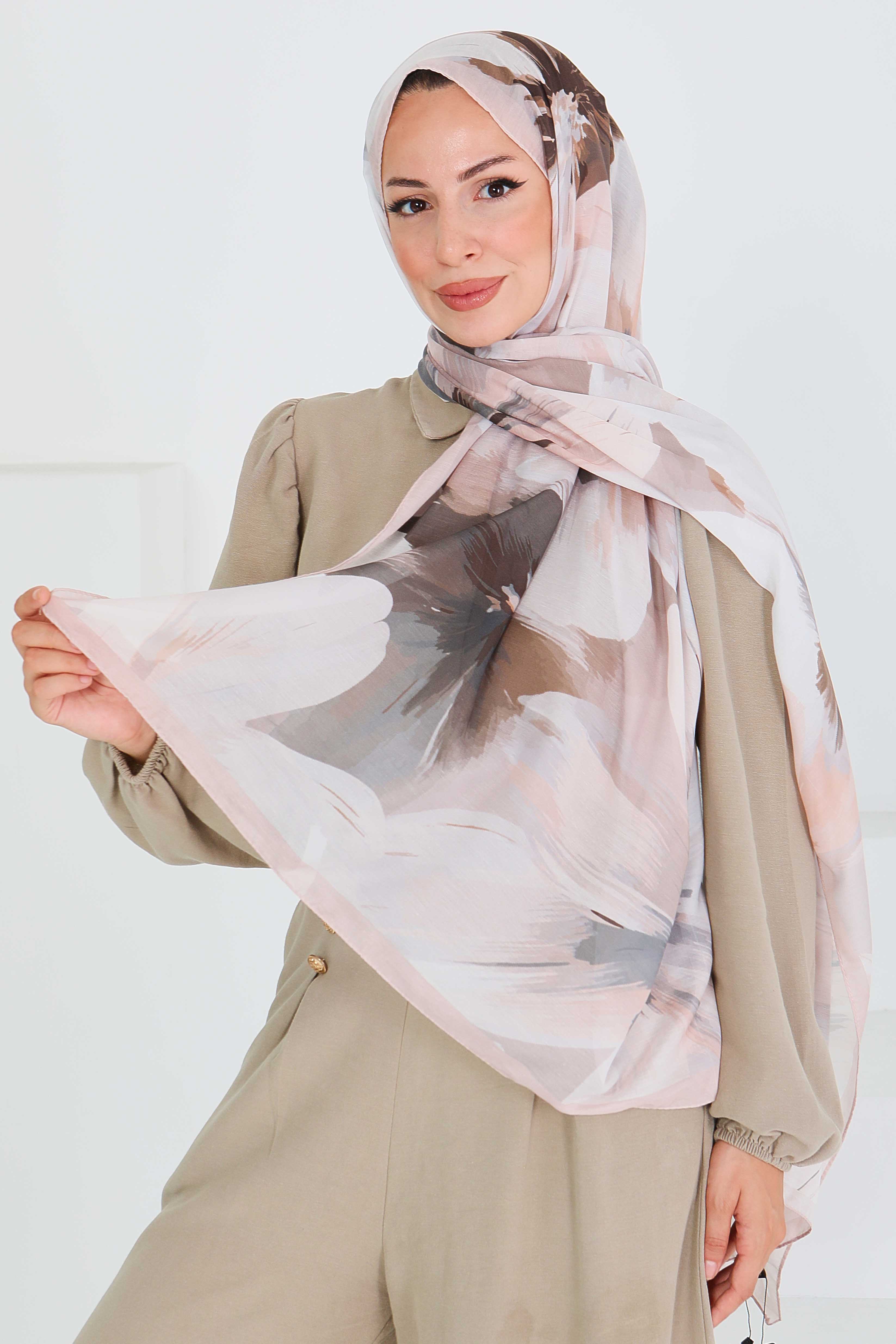 Desenli Bambu Kare Şal - 27524 - 2