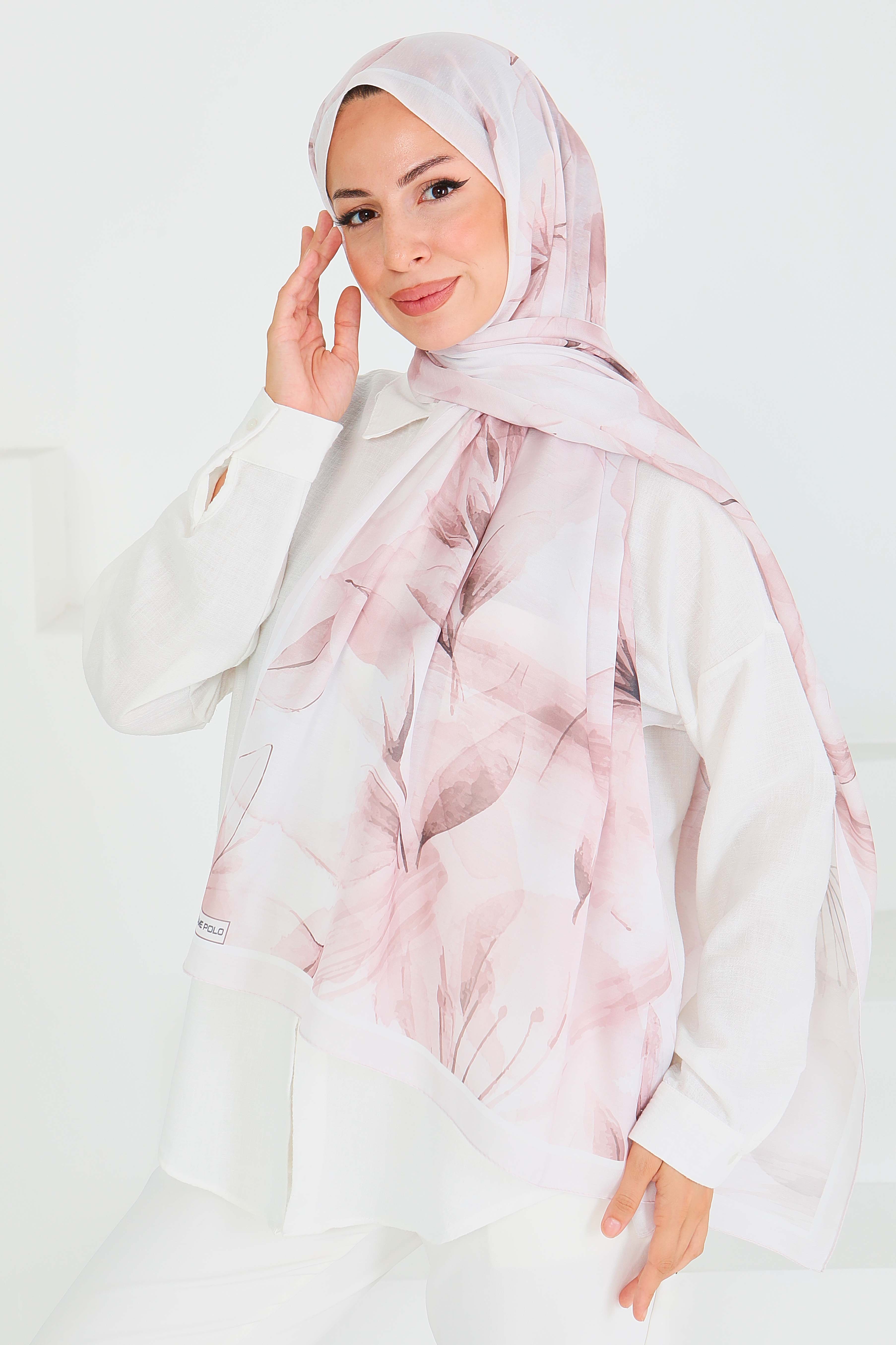 Desenli Bambu Kare Şal - 27525 - 3