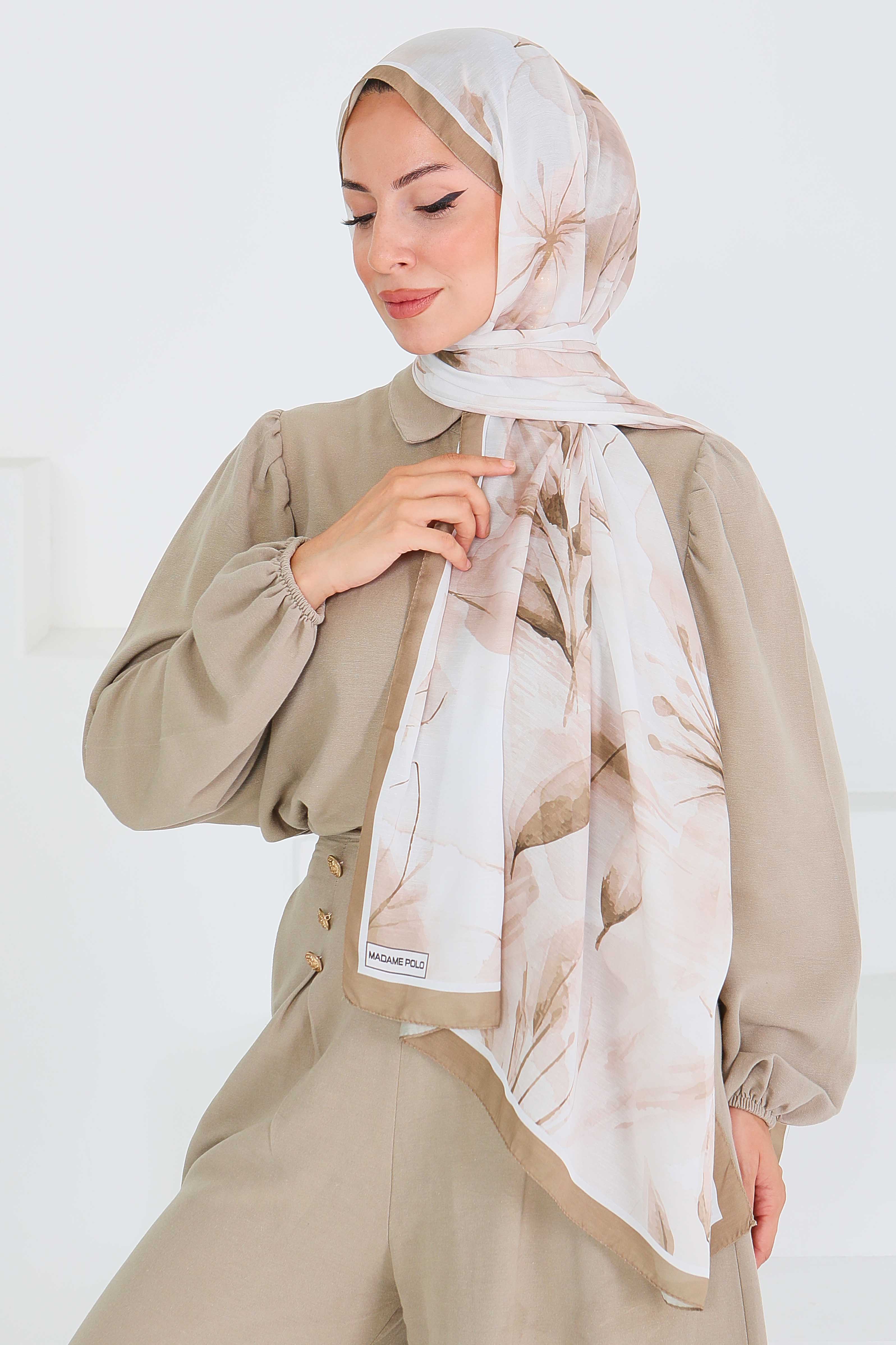 Desenli Bambu Kare Şal - 27525 - 4