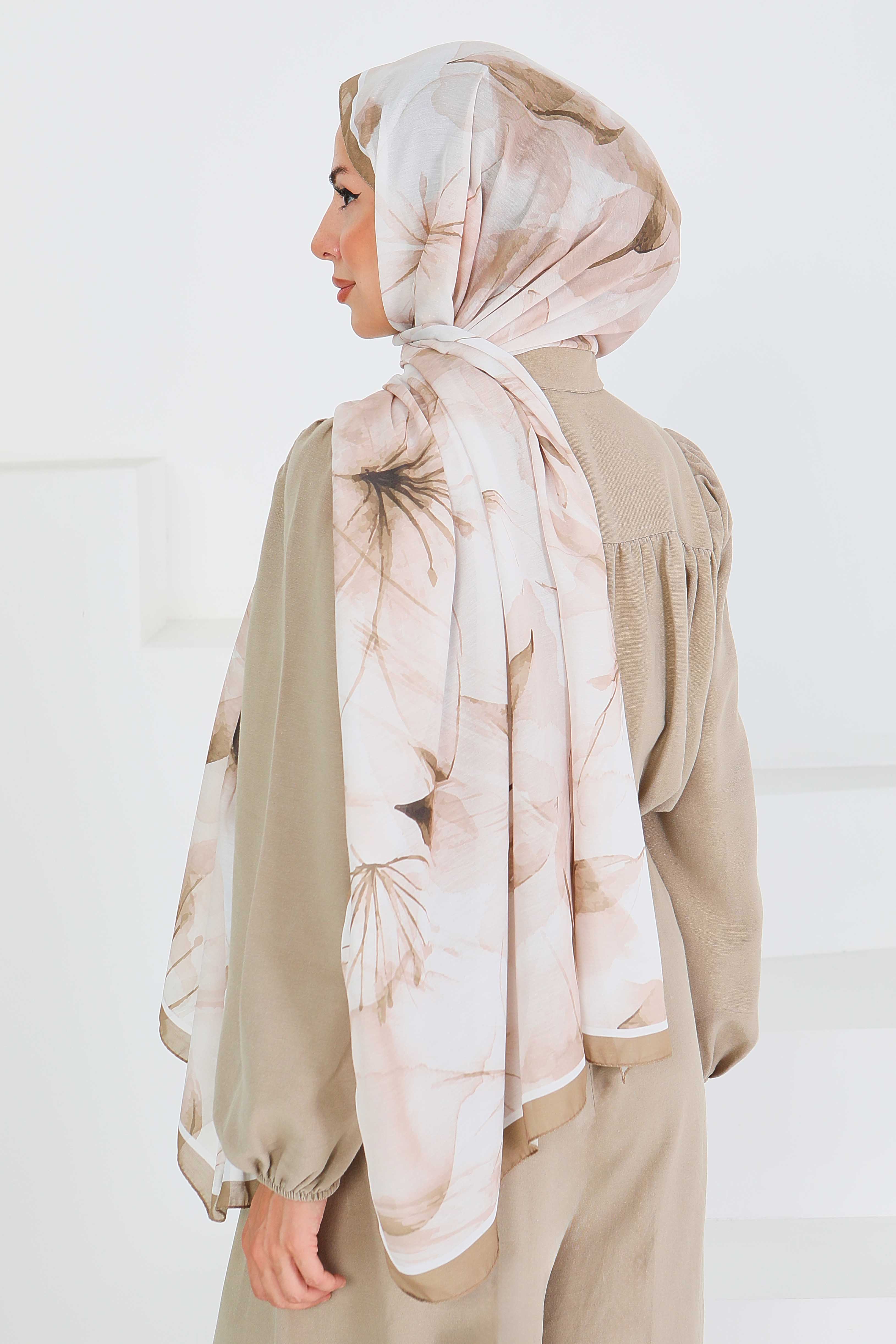 Desenli Bambu Kare Şal - 27525 - 5