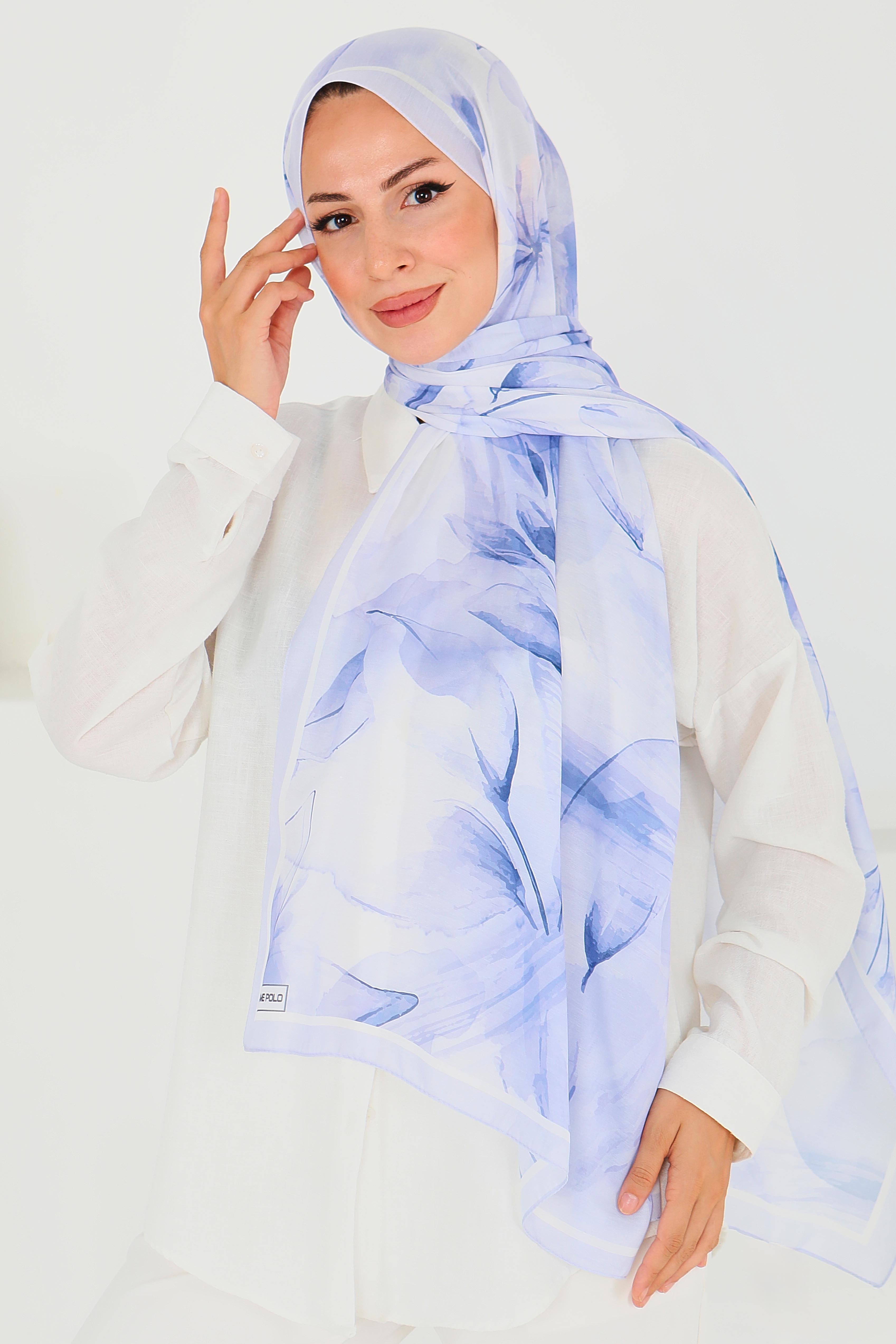 Desenli Bambu Kare Şal - 27525 - 2