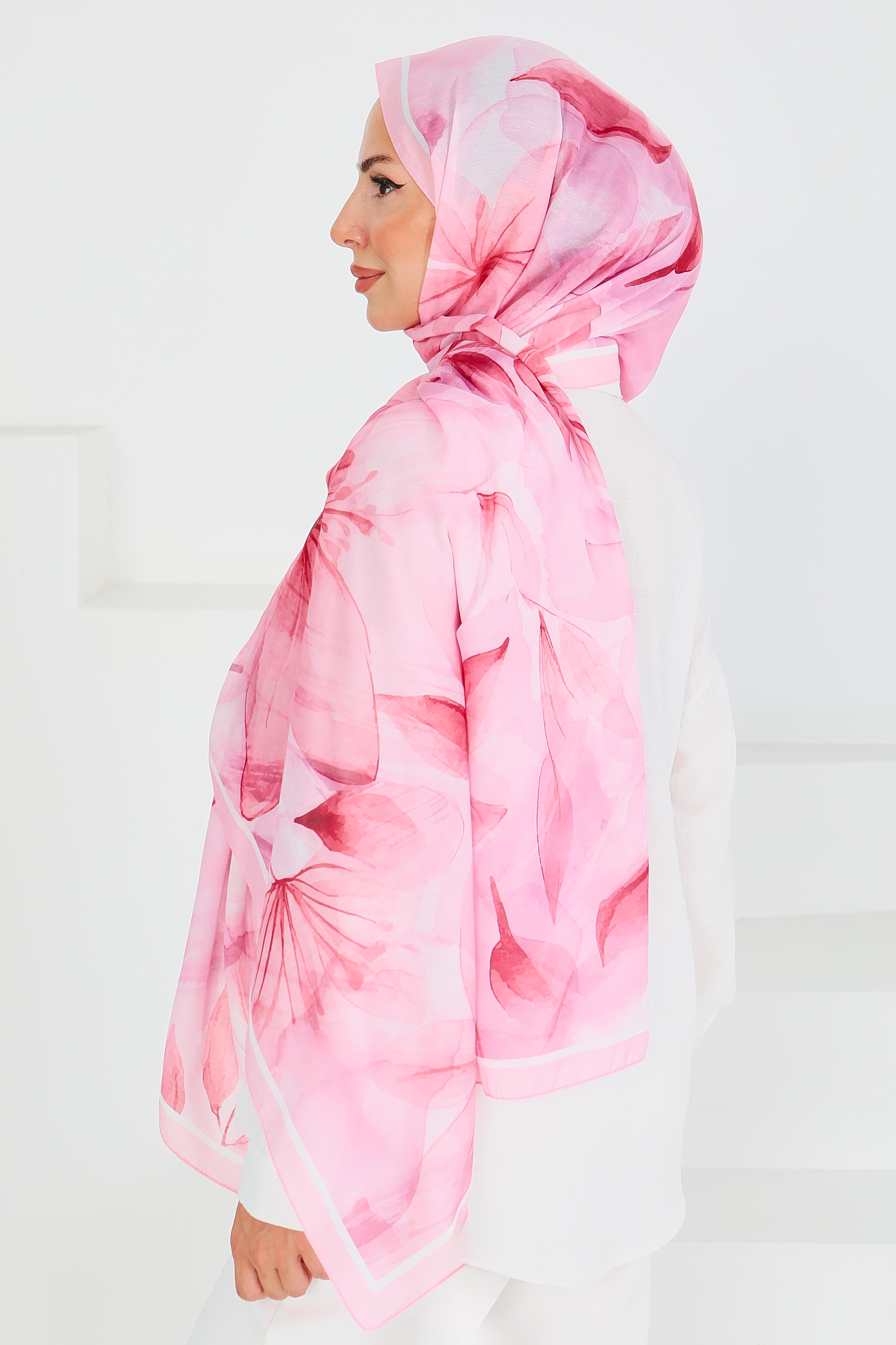 Desenli Bambu Kare Şal - 27525 - 4