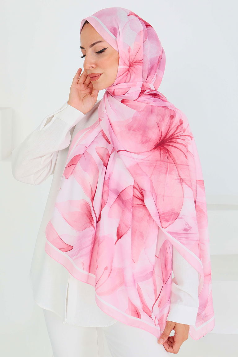 Desenli Bambu Kare Şal - 27525 - TOFİSA