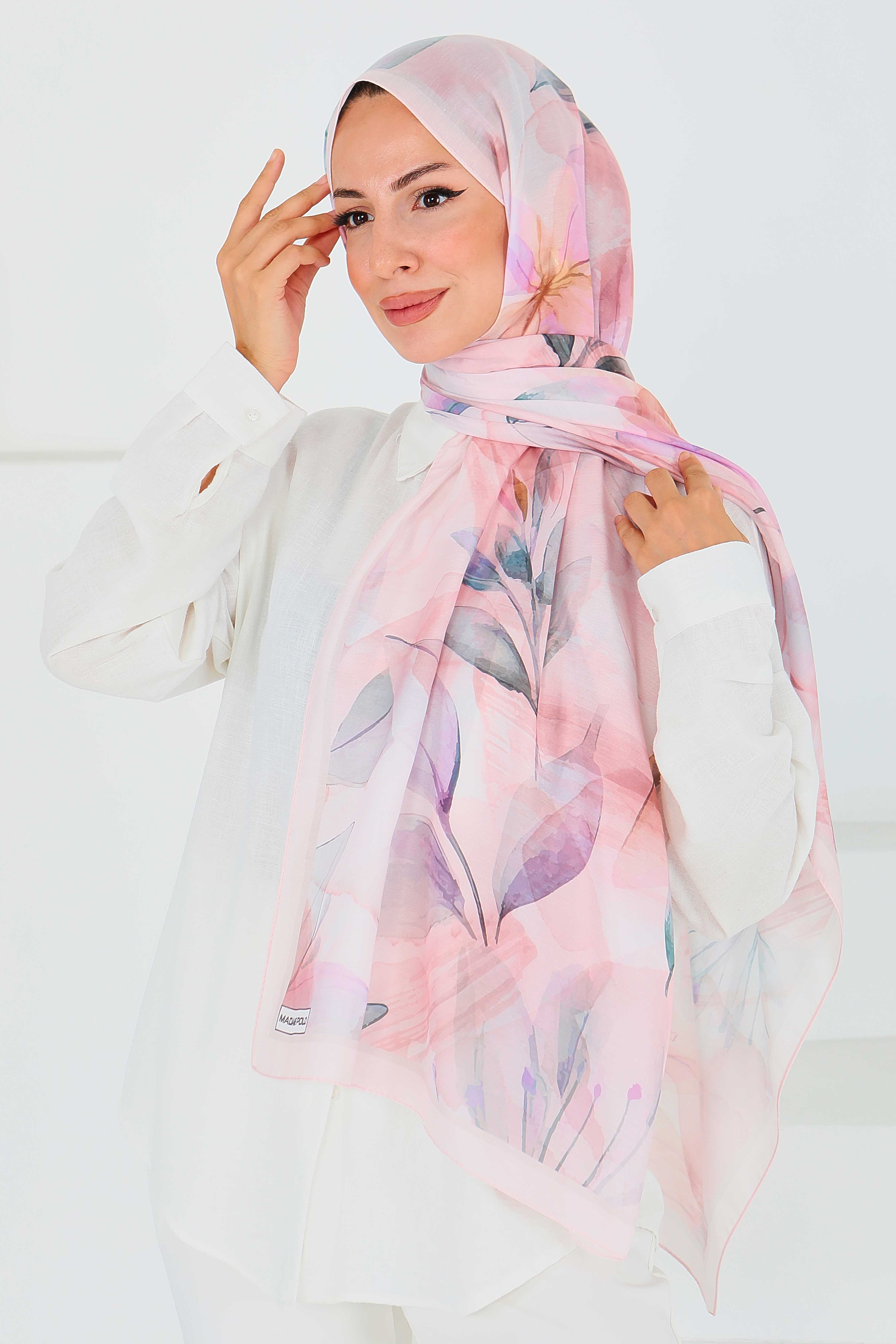 Desenli Bambu Kare Şal - 27525 - 7