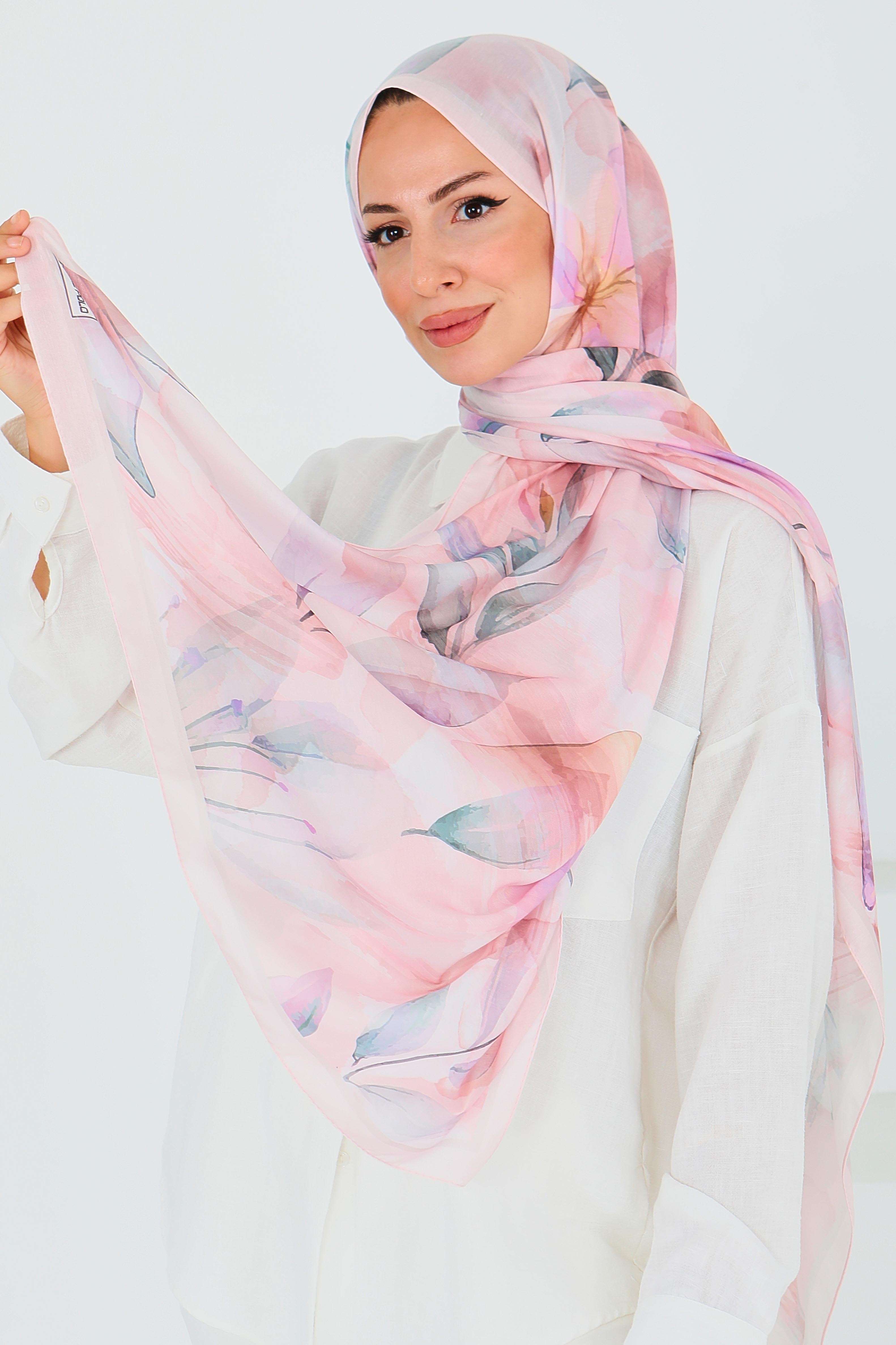 Desenli Bambu Kare Şal - 27525 - 2