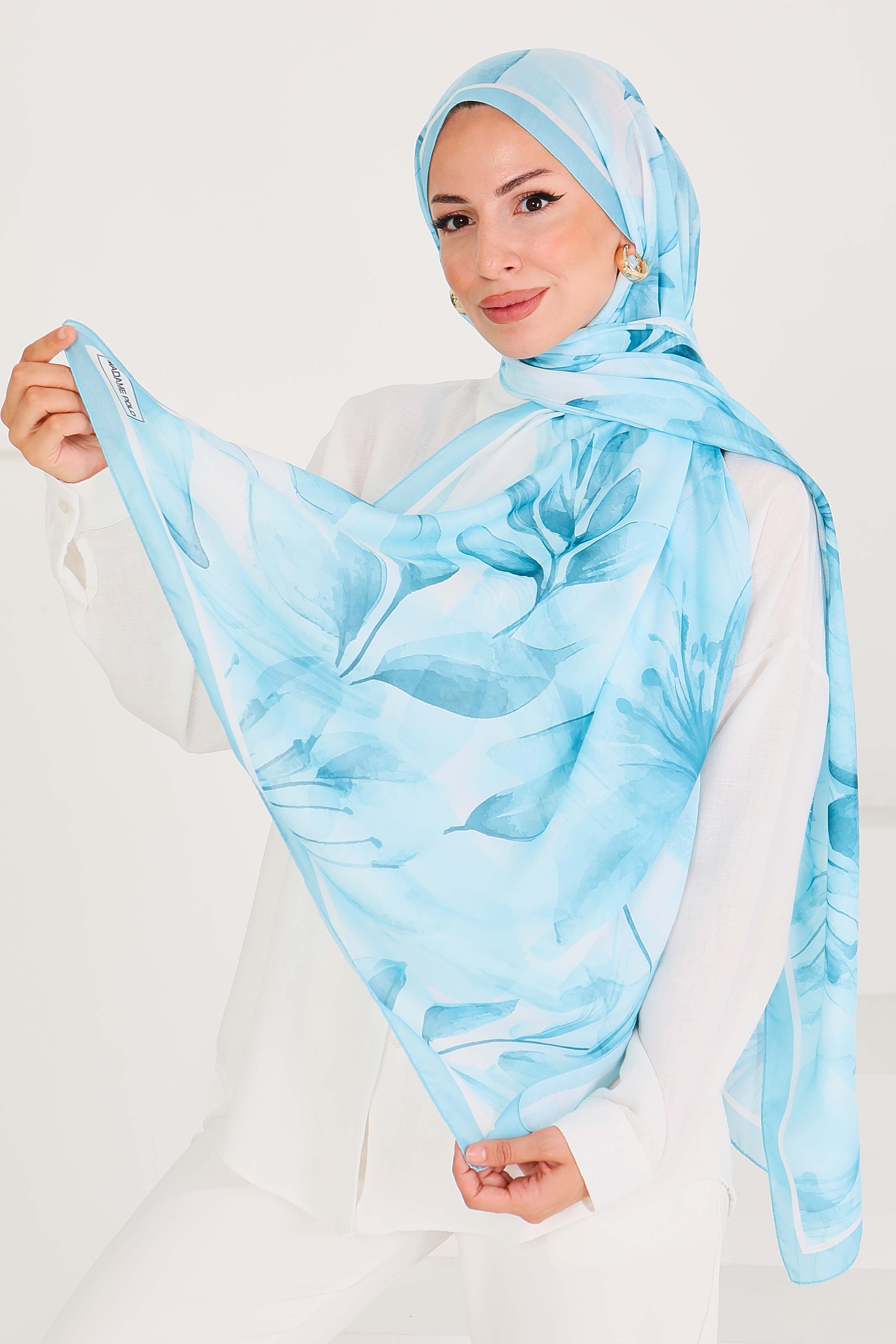 Desenli Bambu Kare Şal - 27525 - 1