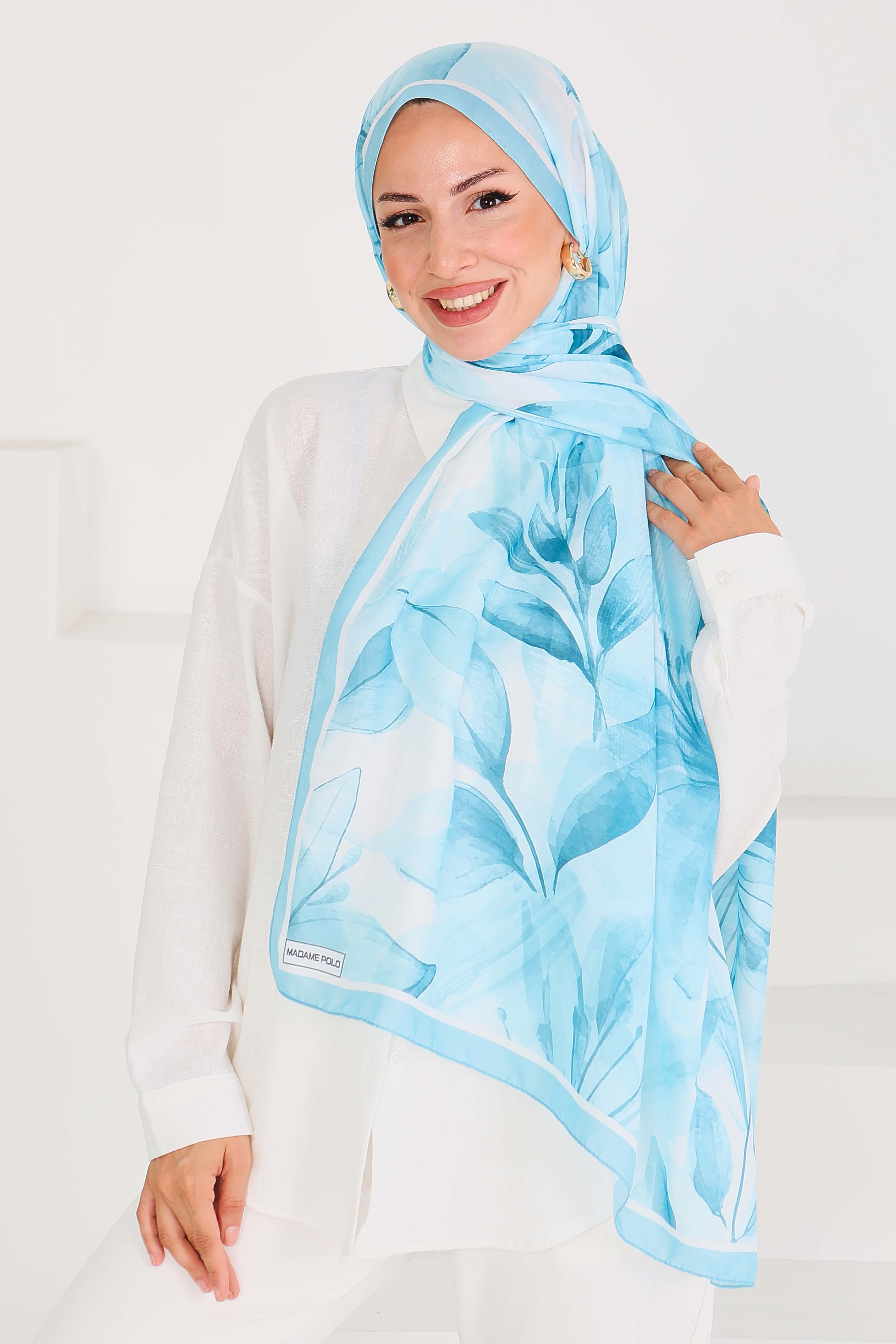 Desenli Bambu Kare Şal - 27525 - 3