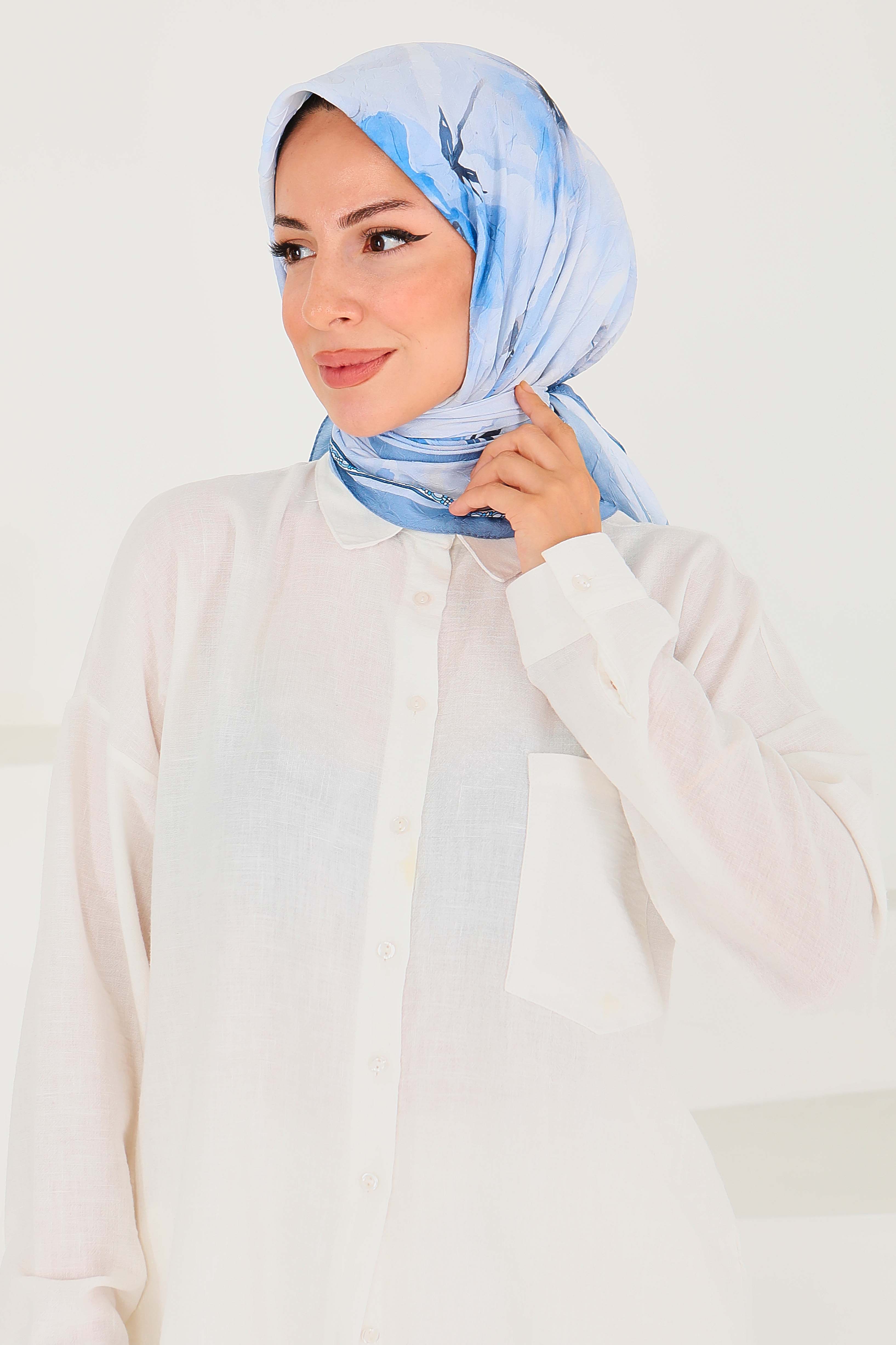 Desenli Bambu Başörtü - 27521 - 2