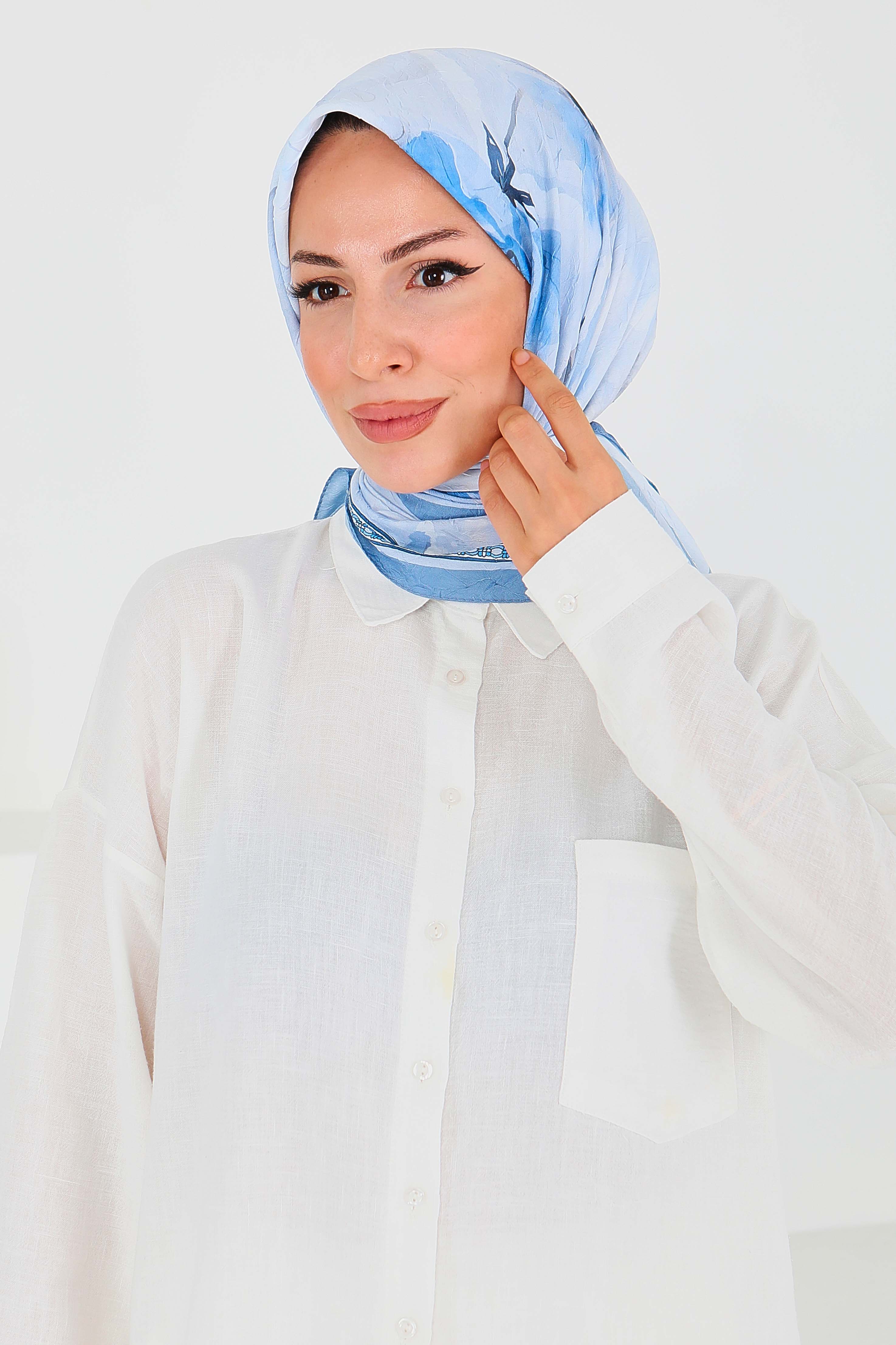 Desenli Bambu Başörtü - 27521 - 3
