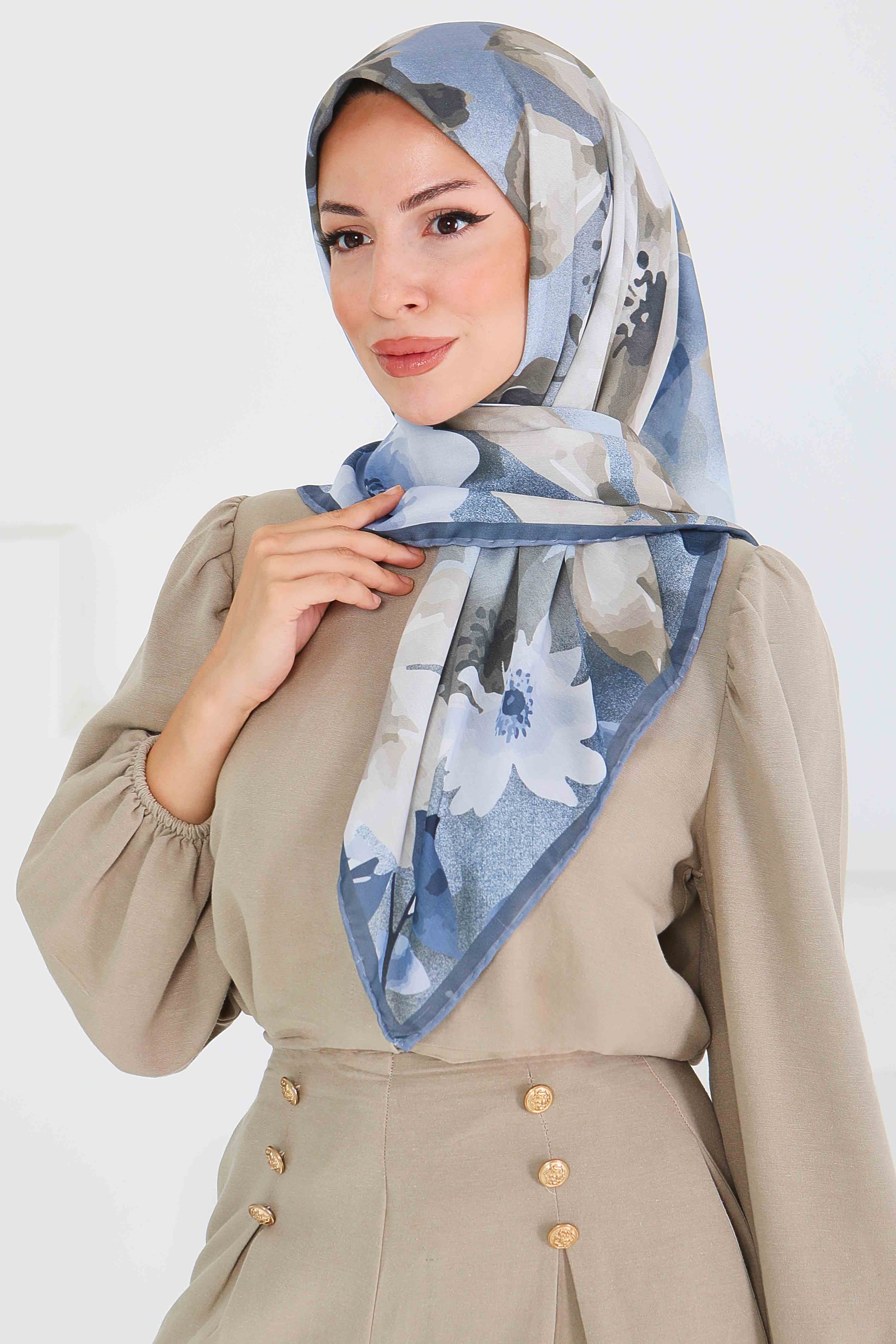 Desenli Bambu Başörtü - 27522 - 2