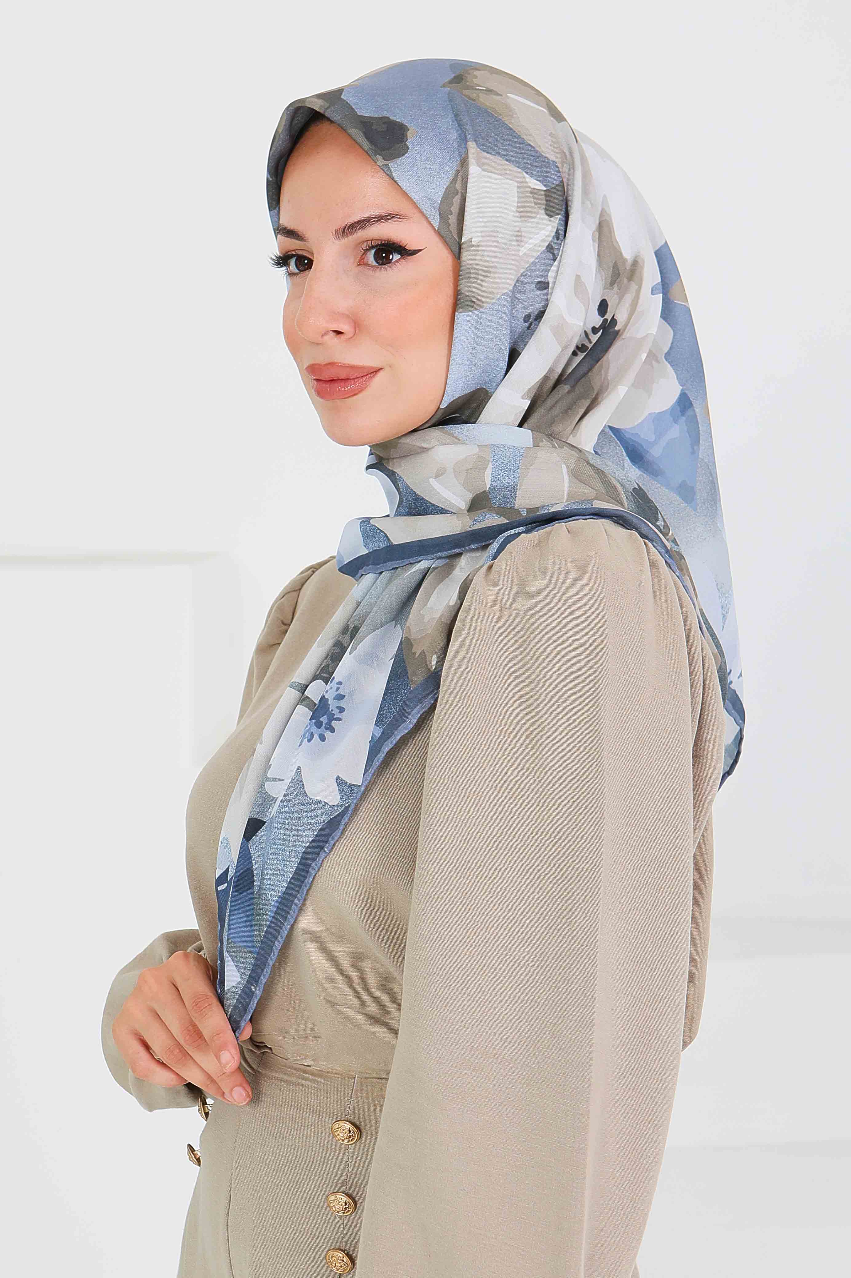 Desenli Bambu Başörtü - 27522 - 3