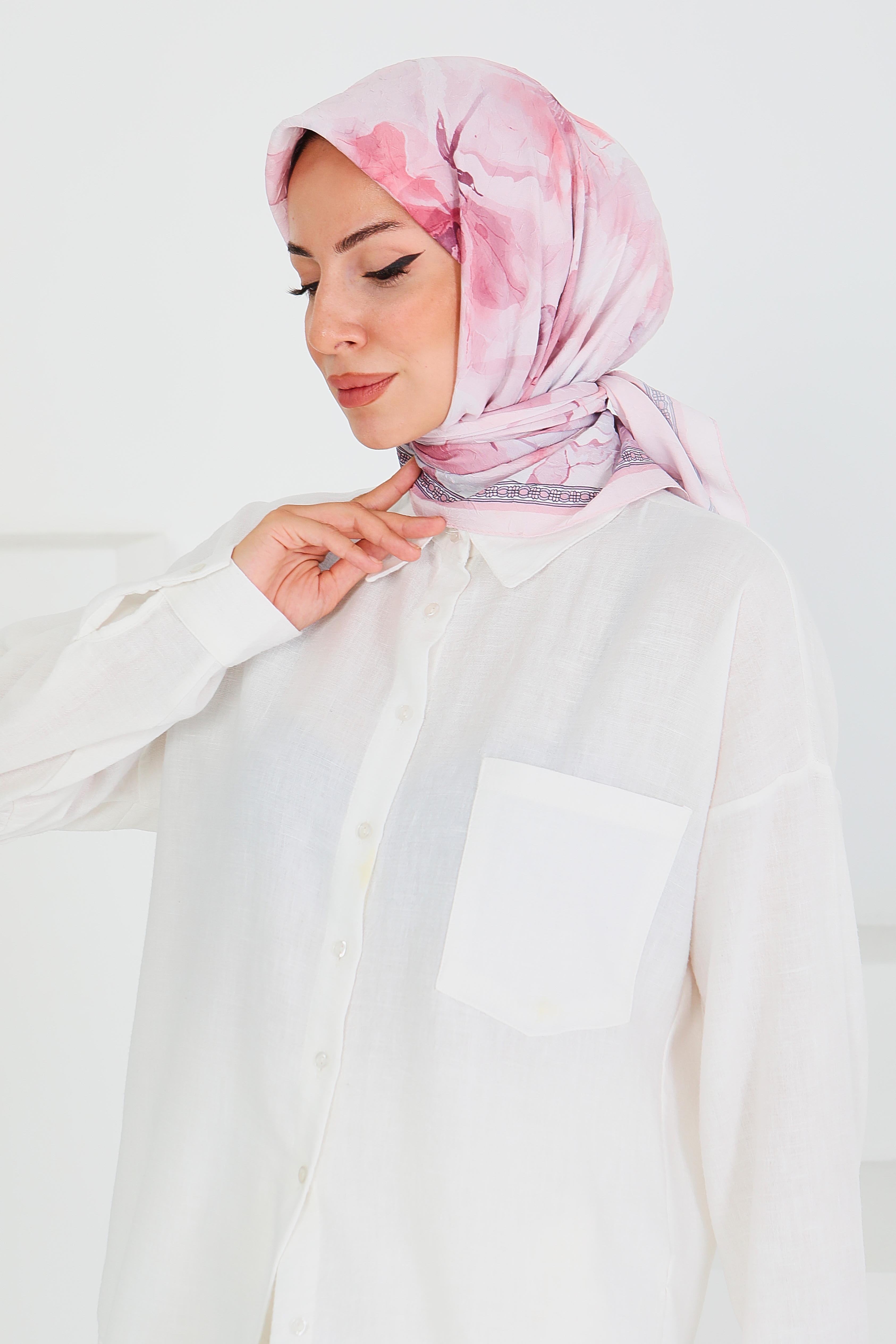 Desenli Bambu Başörtü - 27521 - 1