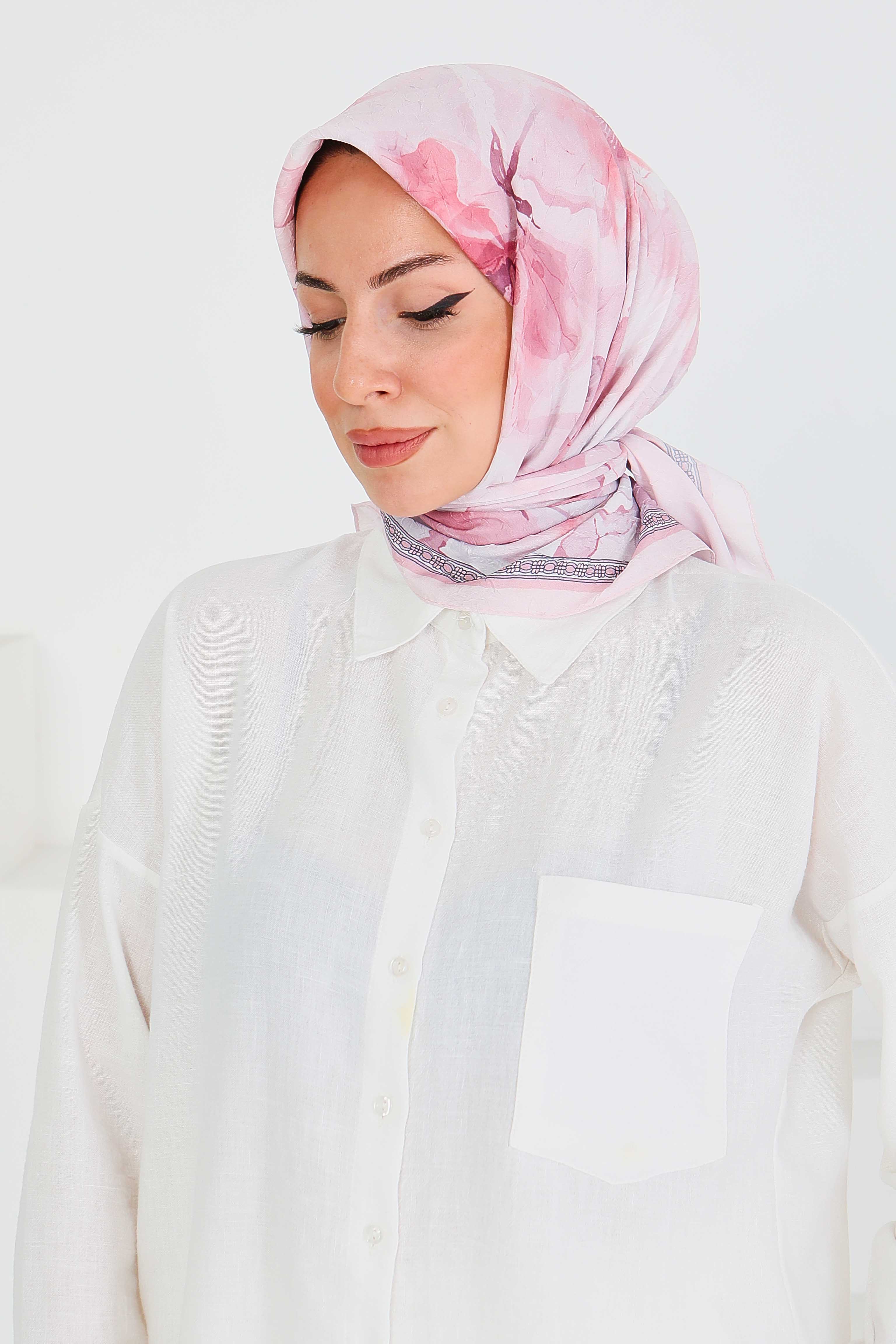 Desenli Bambu Başörtü - 27521 - 3