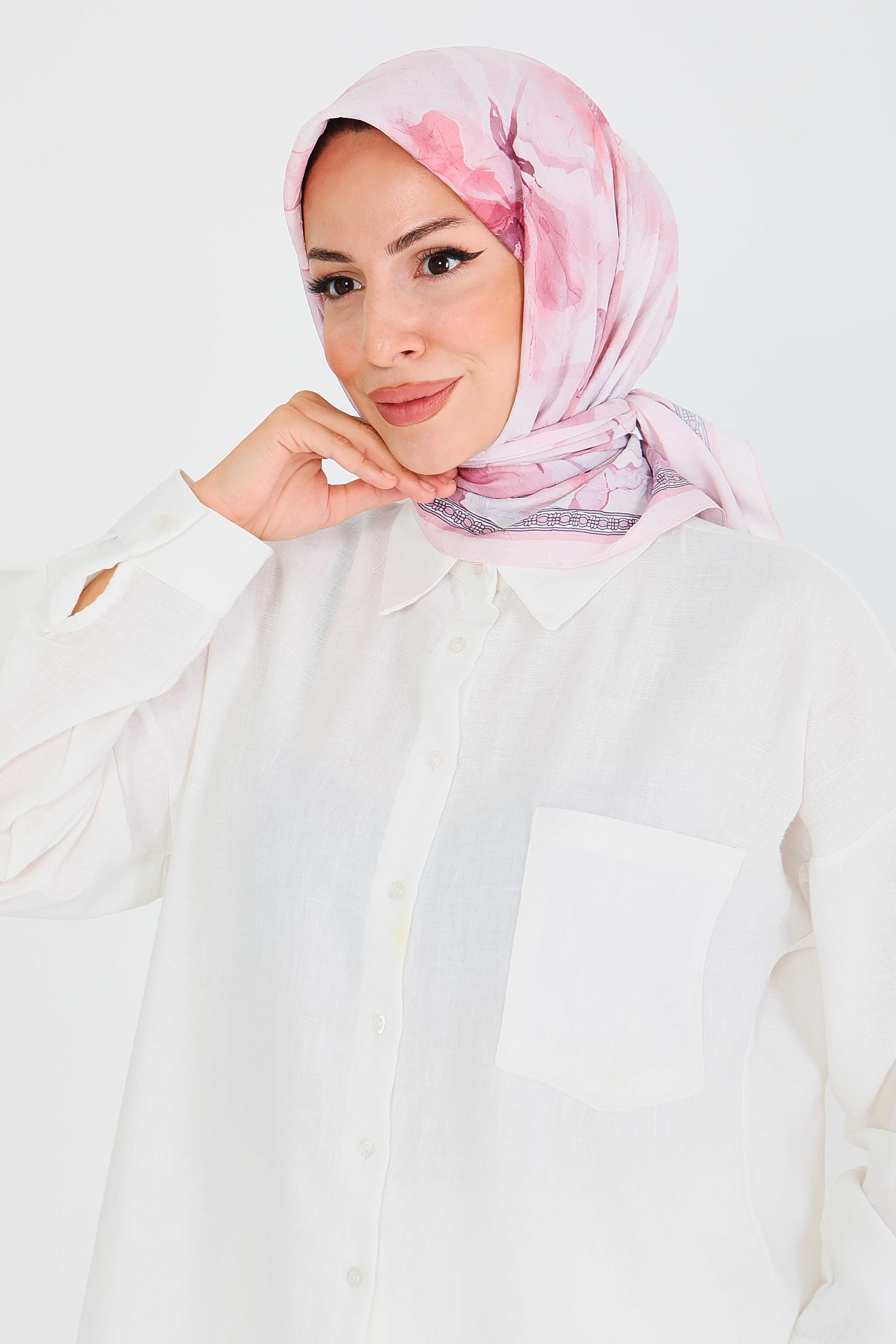 Desenli Bambu Başörtü - 27521 - 4