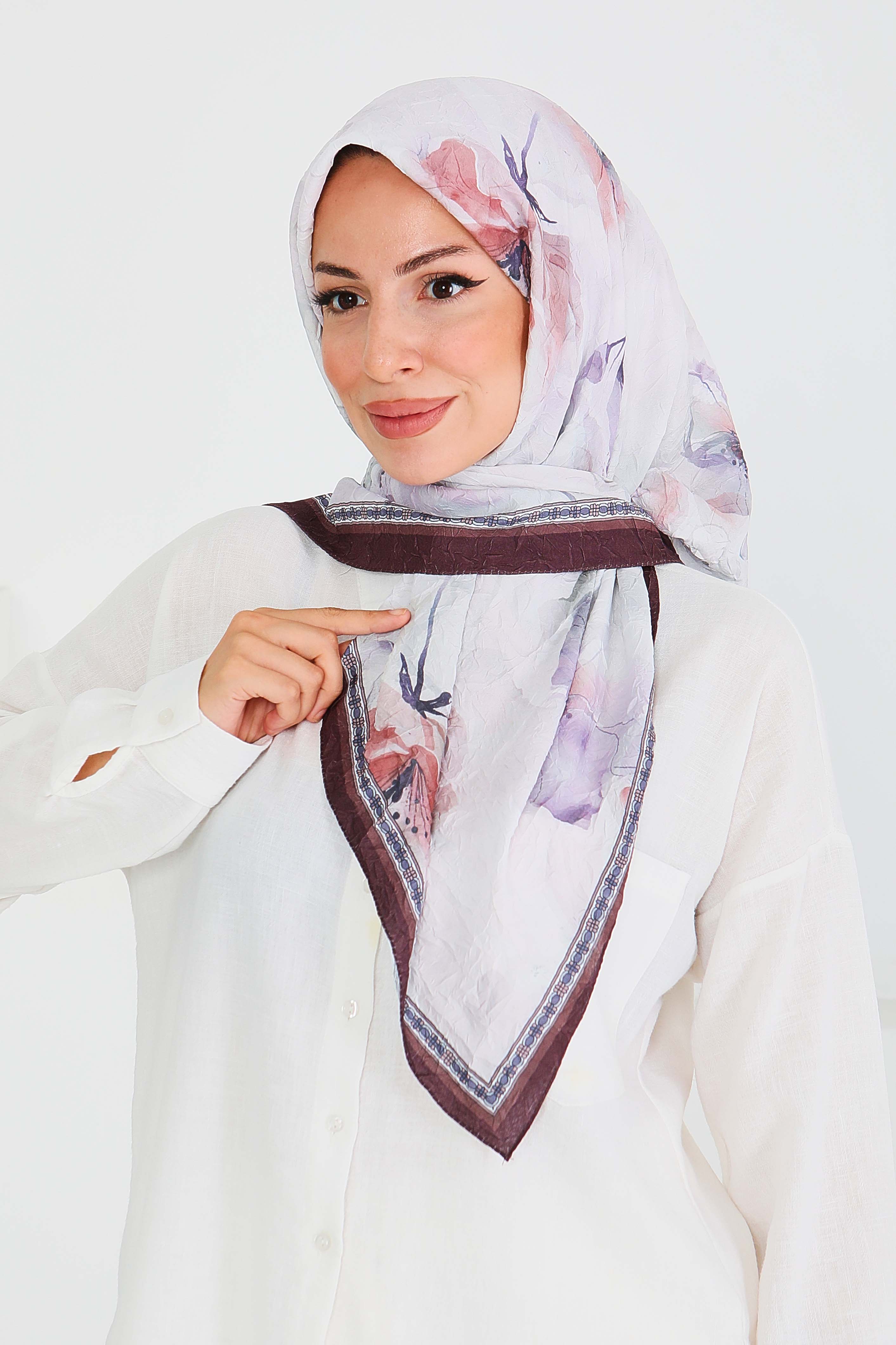 Desenli Bambu Başörtü - 27521 - 3