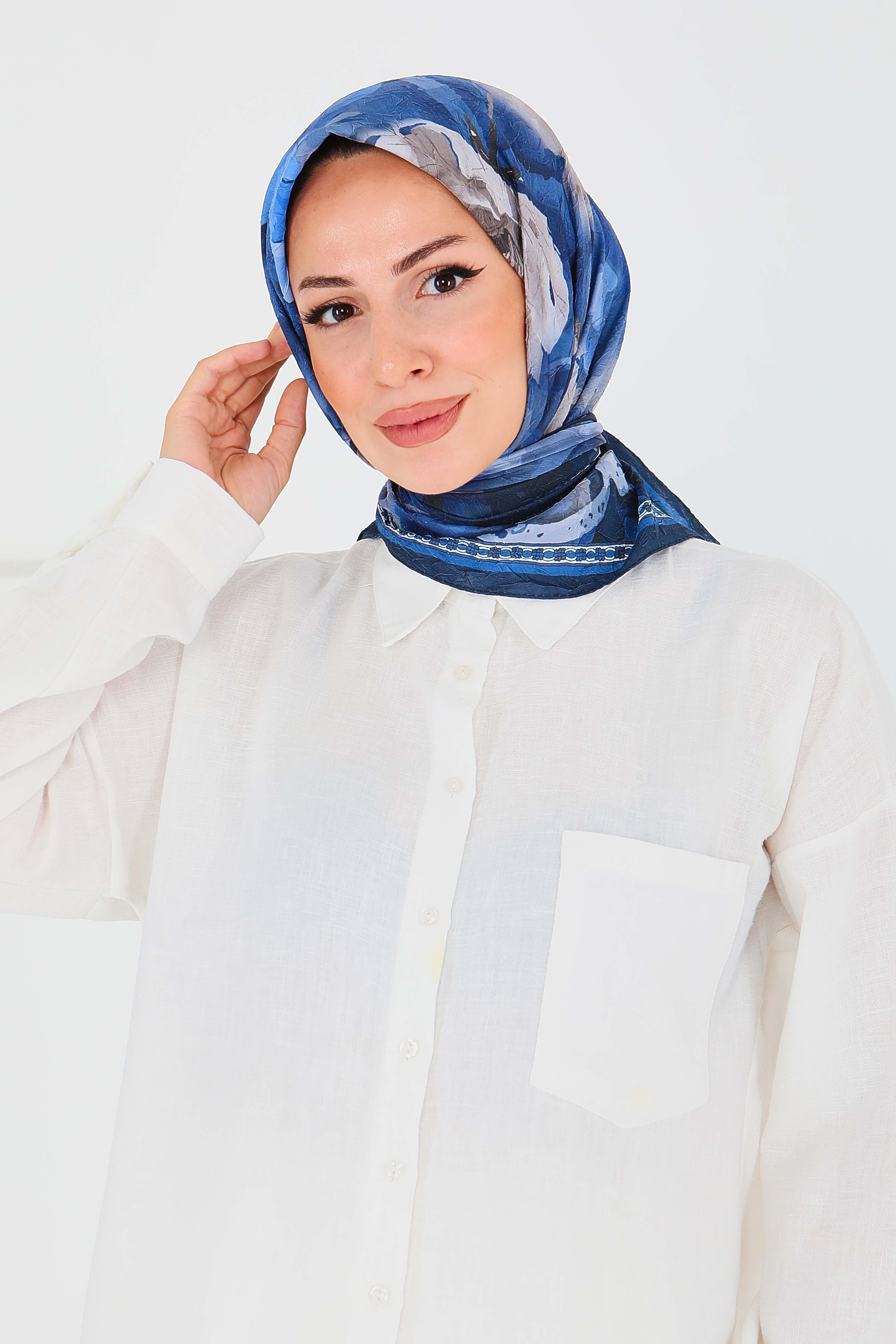 Desenli Bambu Başörtü - 27521 - 2