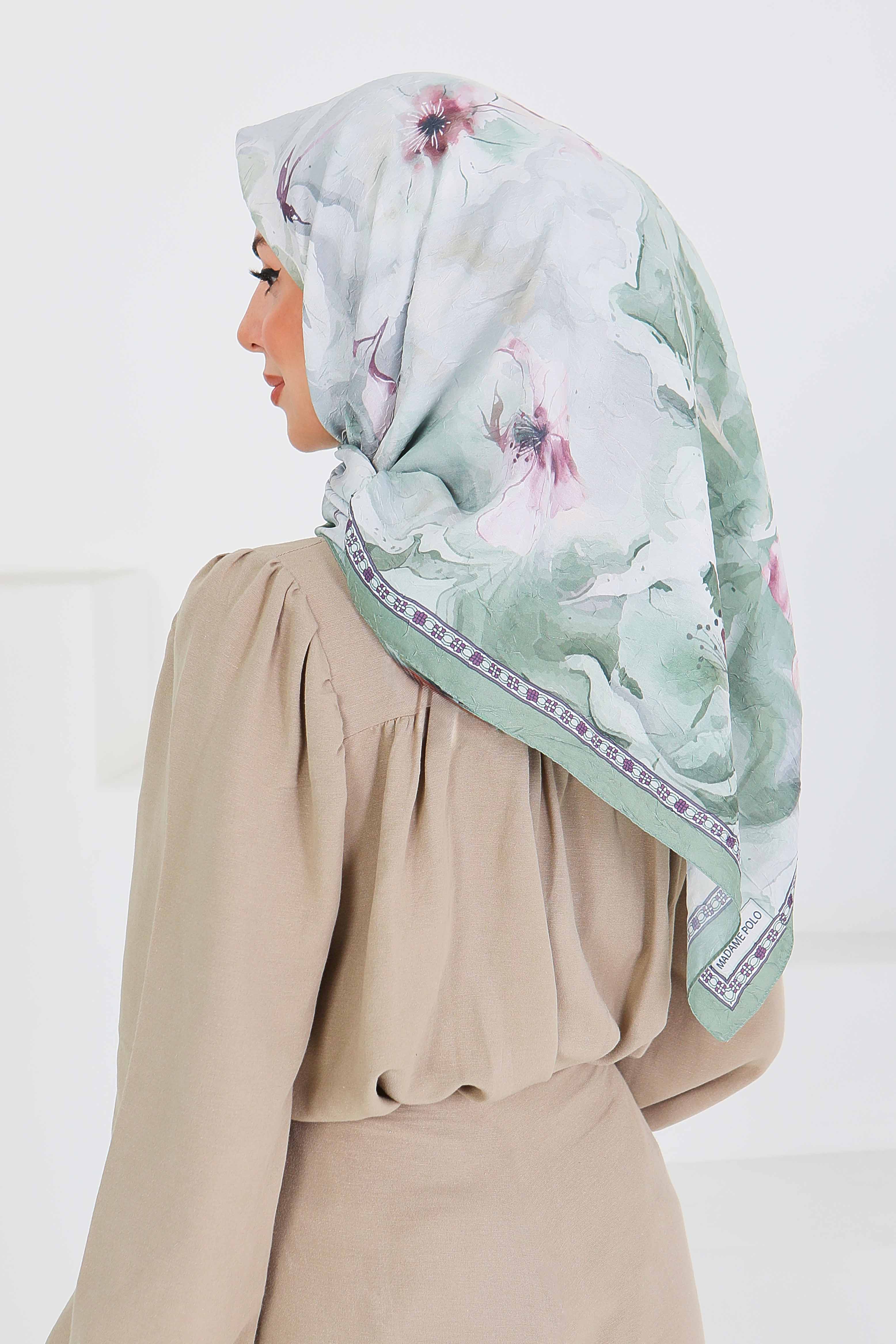 Desenli Bambu Başörtü - 27521 - 4