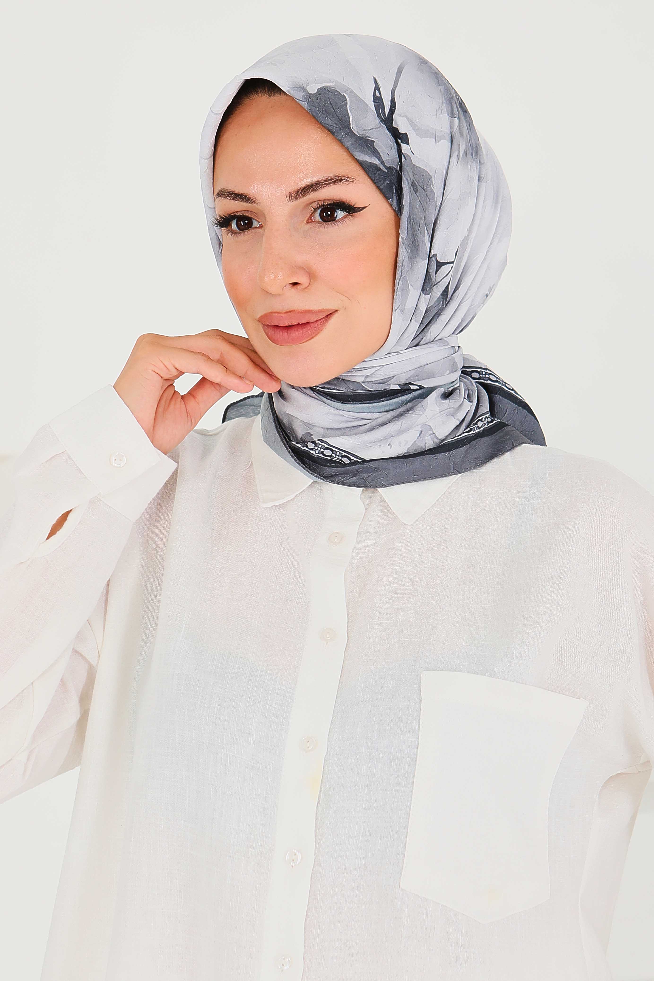 Desenli Bambu Başörtü- 27521 - 2