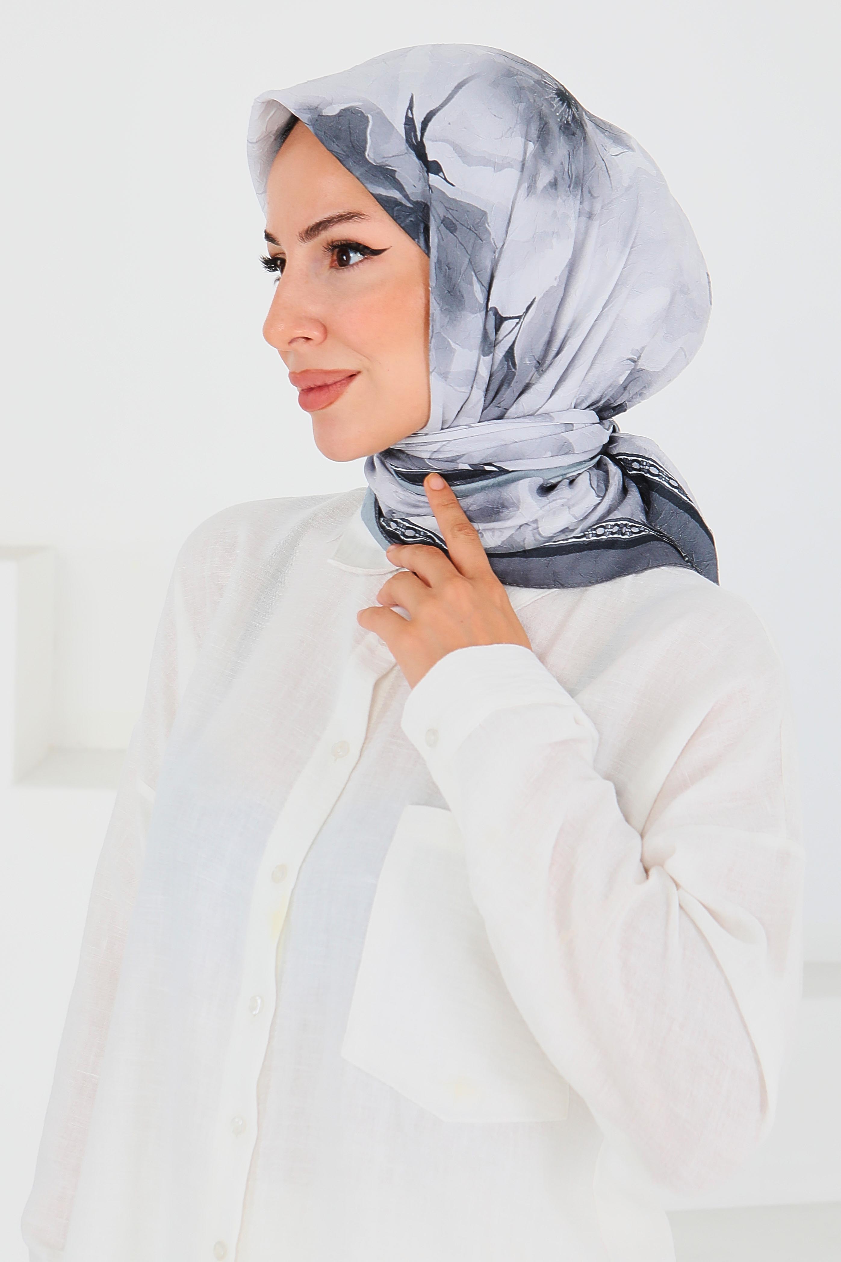Desenli Bambu Başörtü- 27521 - 3