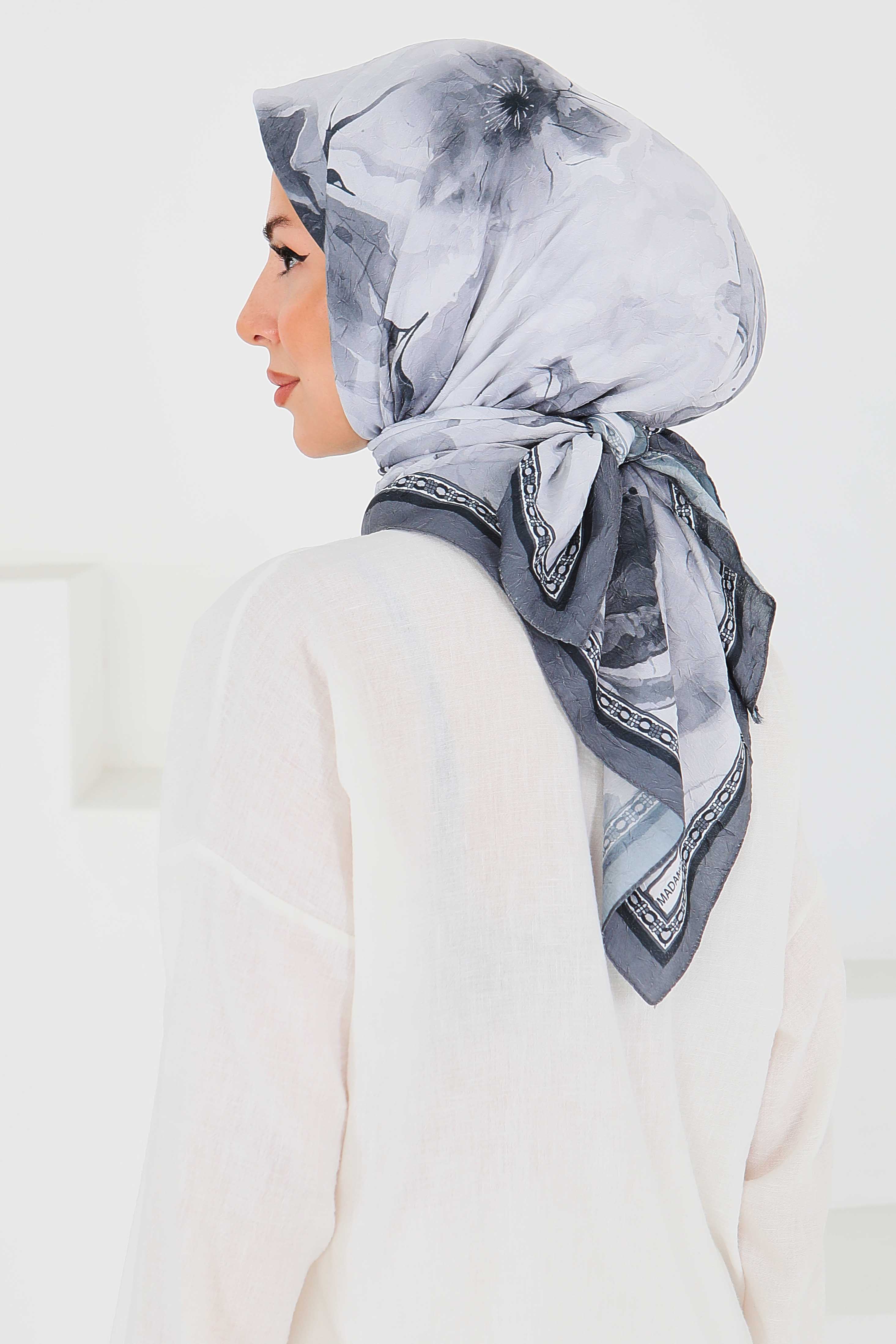Desenli Bambu Başörtü- 27521 - 4