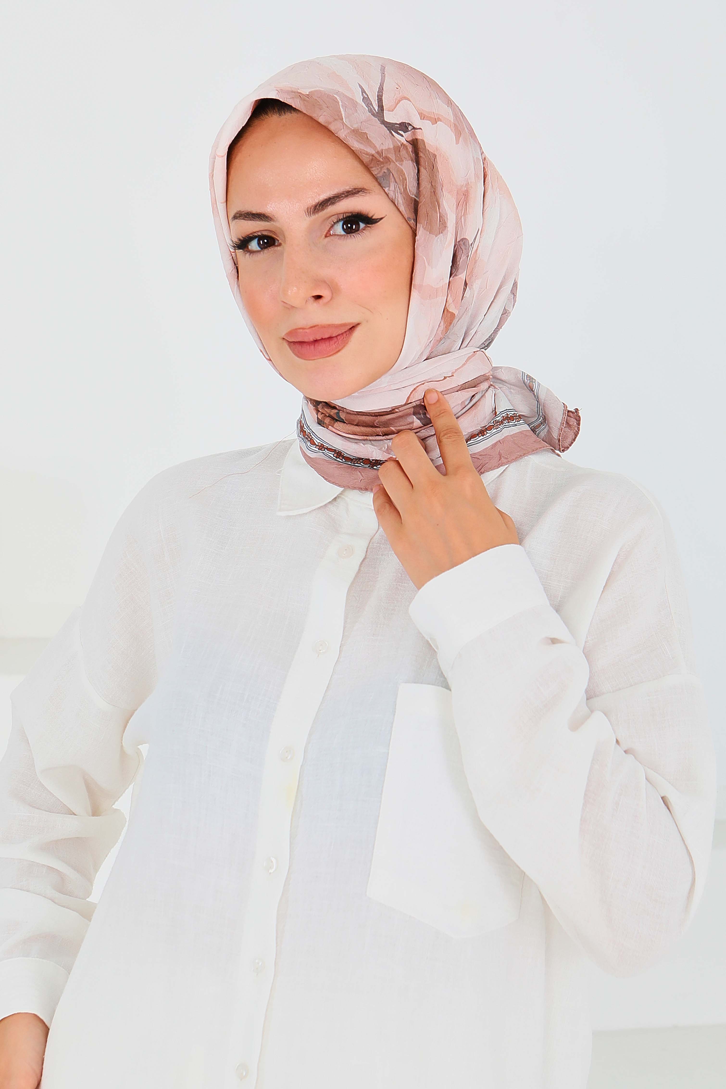 Desenli Bambu Başörtü- 27521 - 1