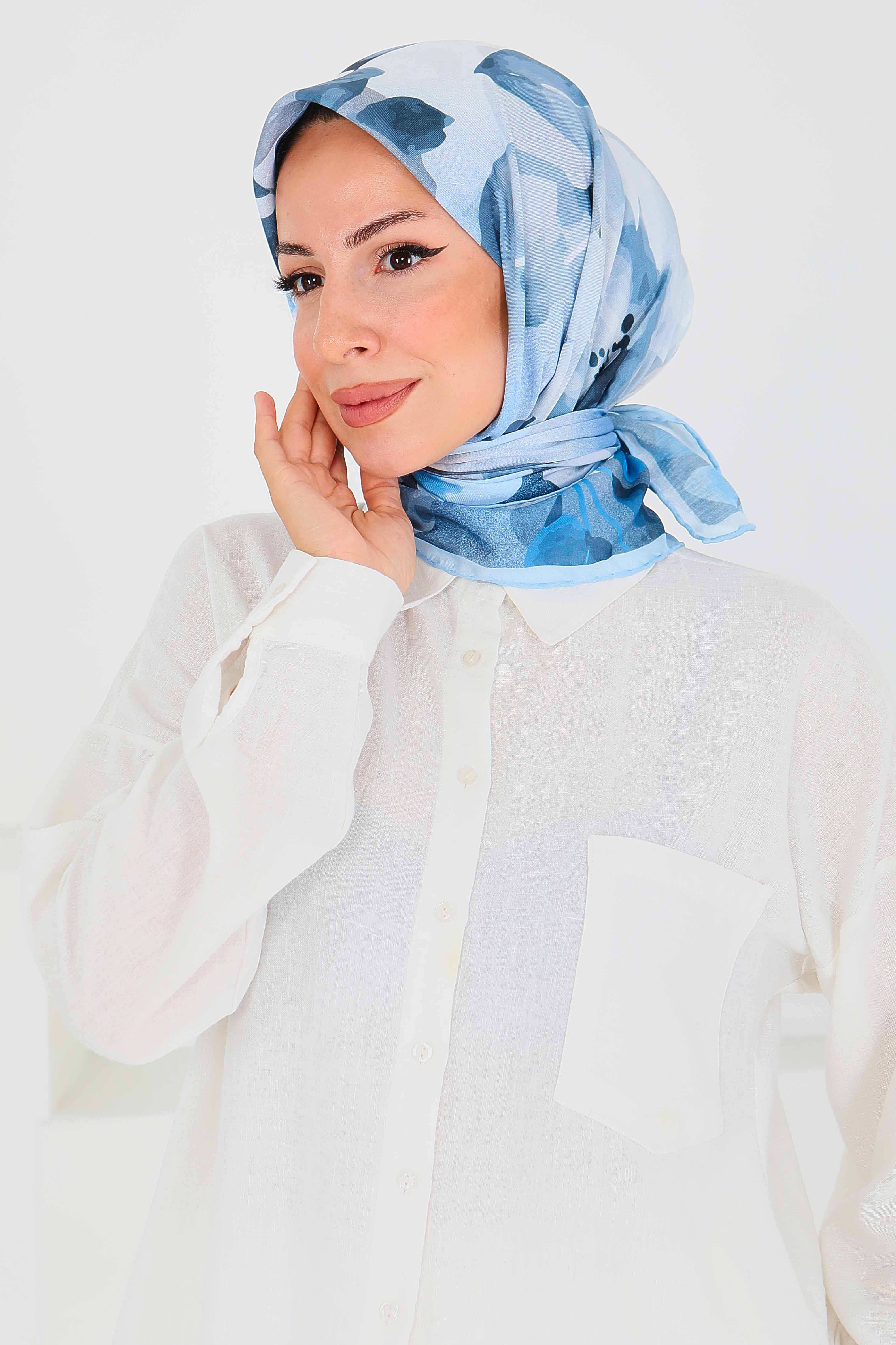 Desenli Bambu Başörtü - 27522 - 2