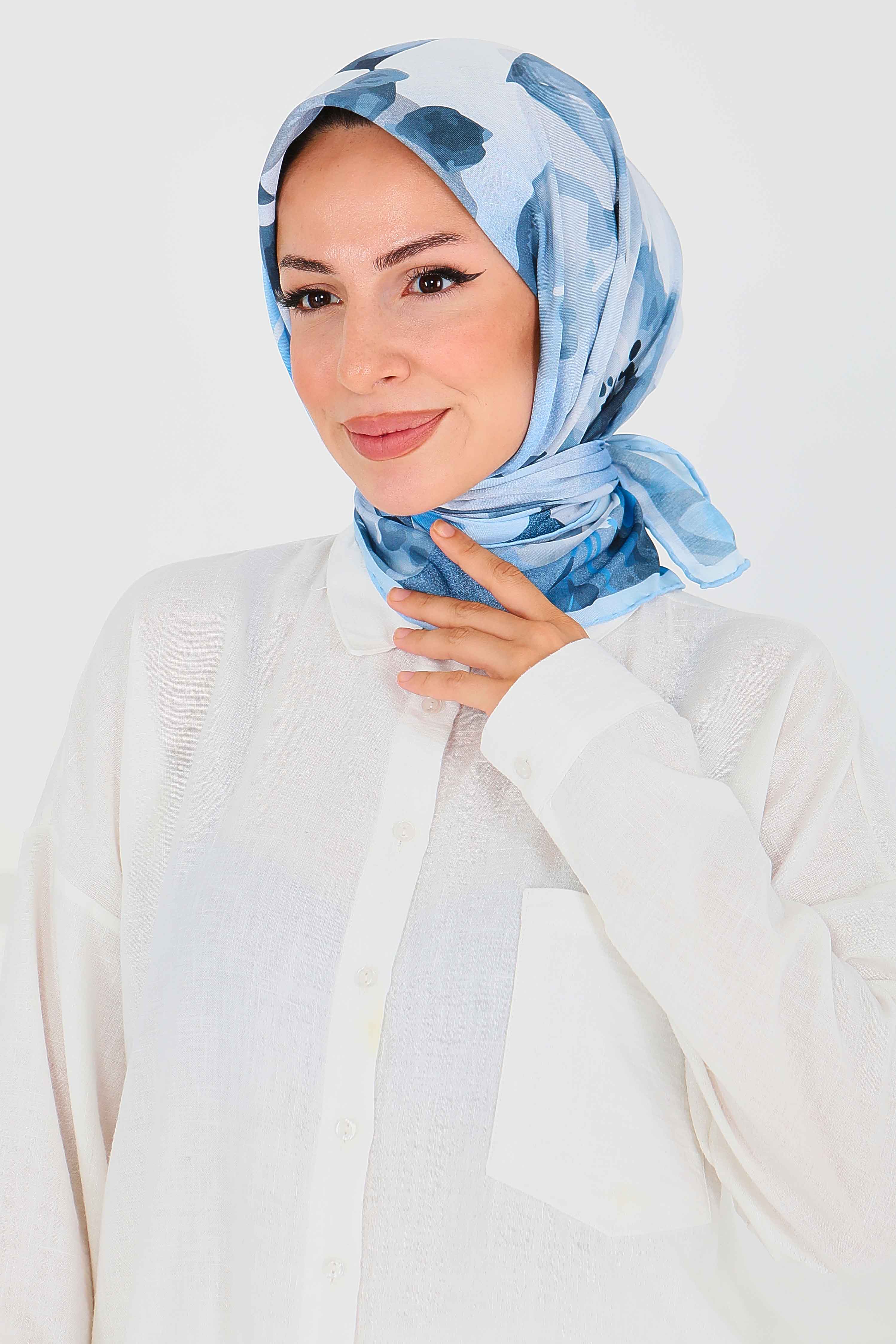 Desenli Bambu Başörtü - 27522 - 3