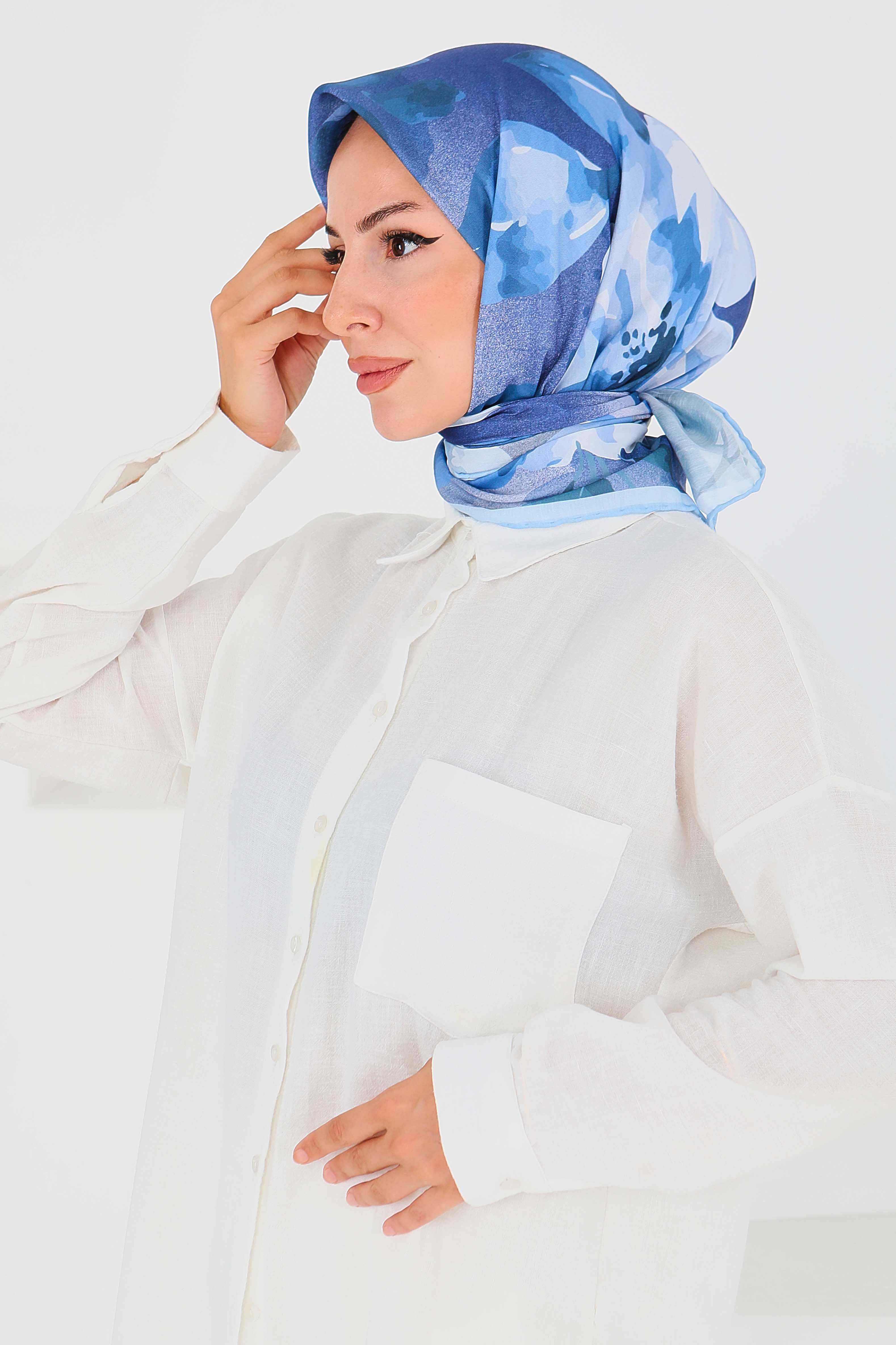 Desenli Bambu Başörtü - 27522 - 3