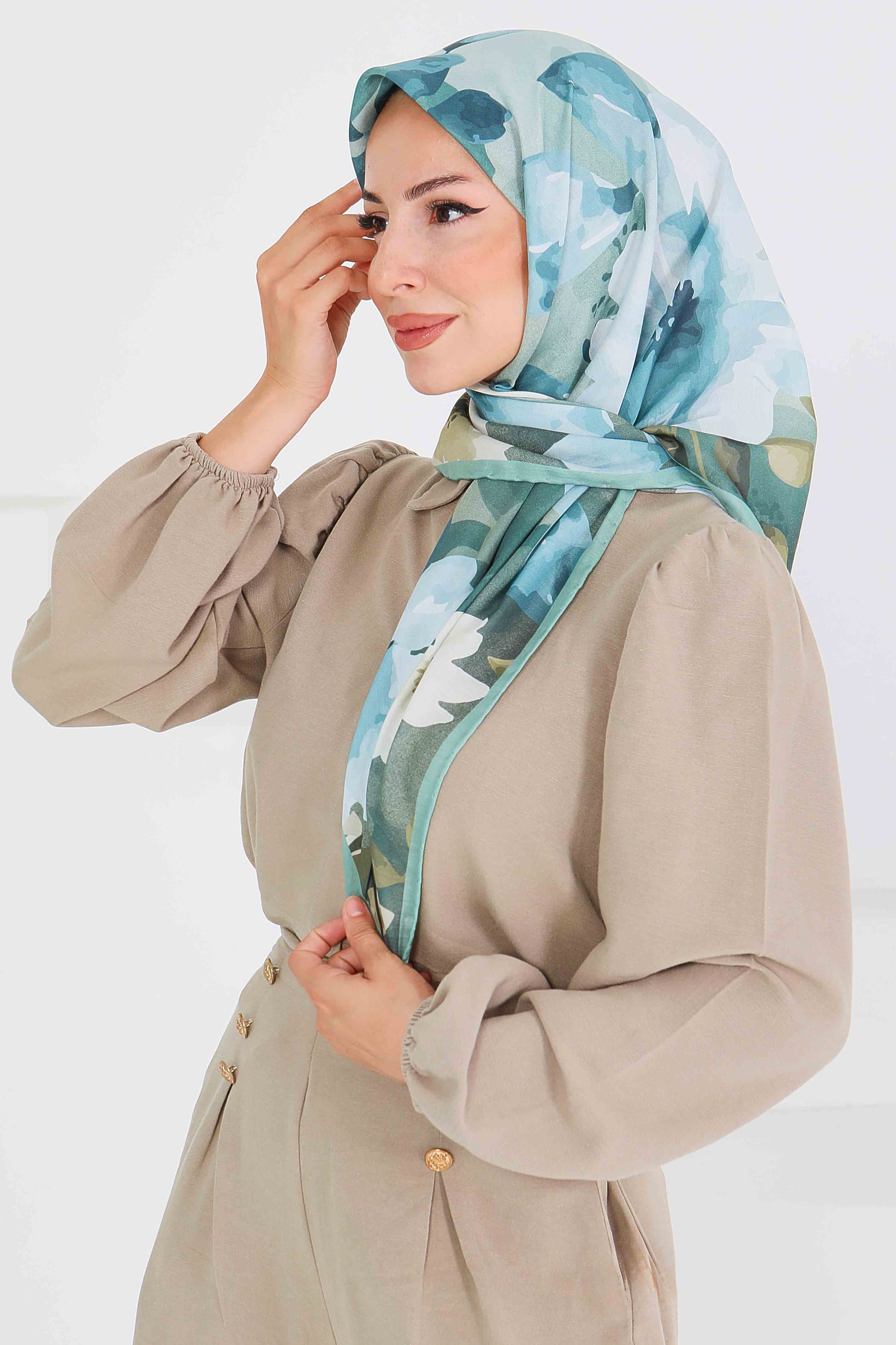Desenli Bambu Başörtü - 27522 - 3