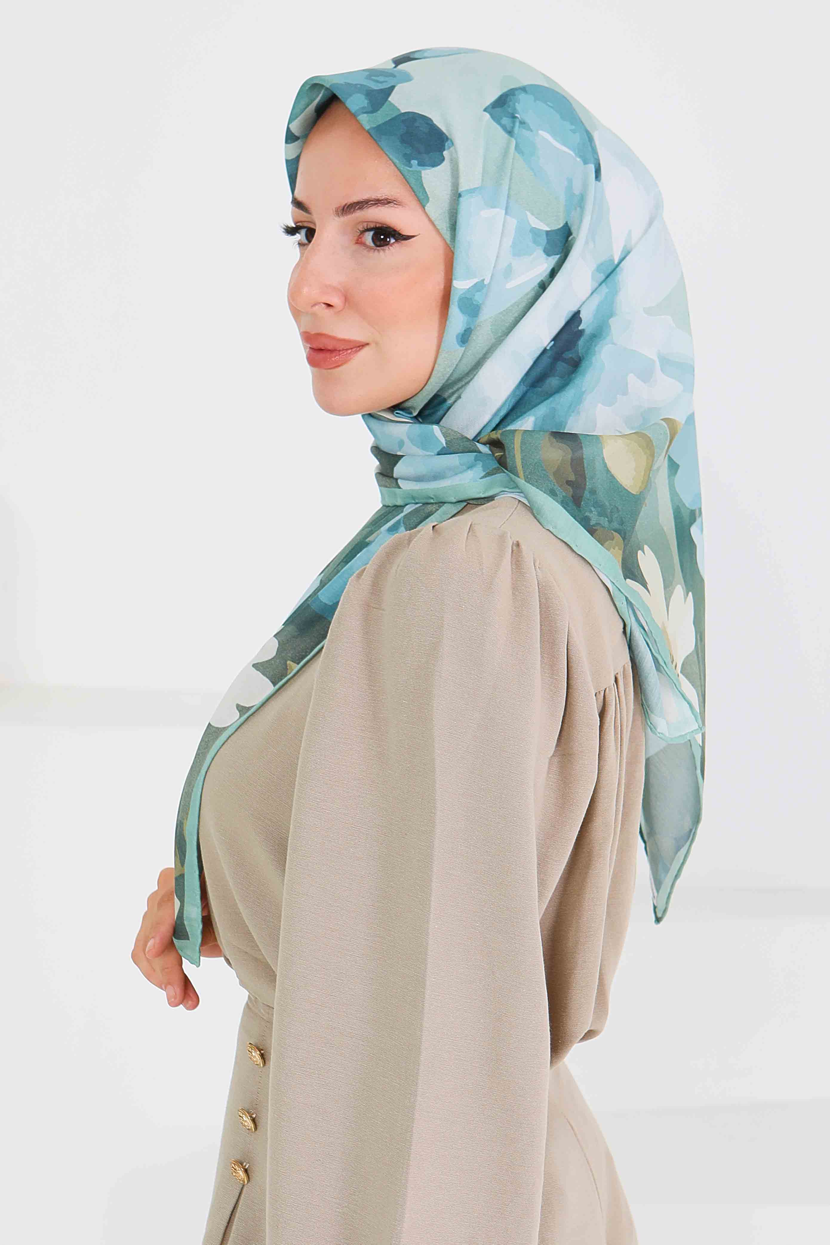 Desenli Bambu Başörtü - 27522 - 4