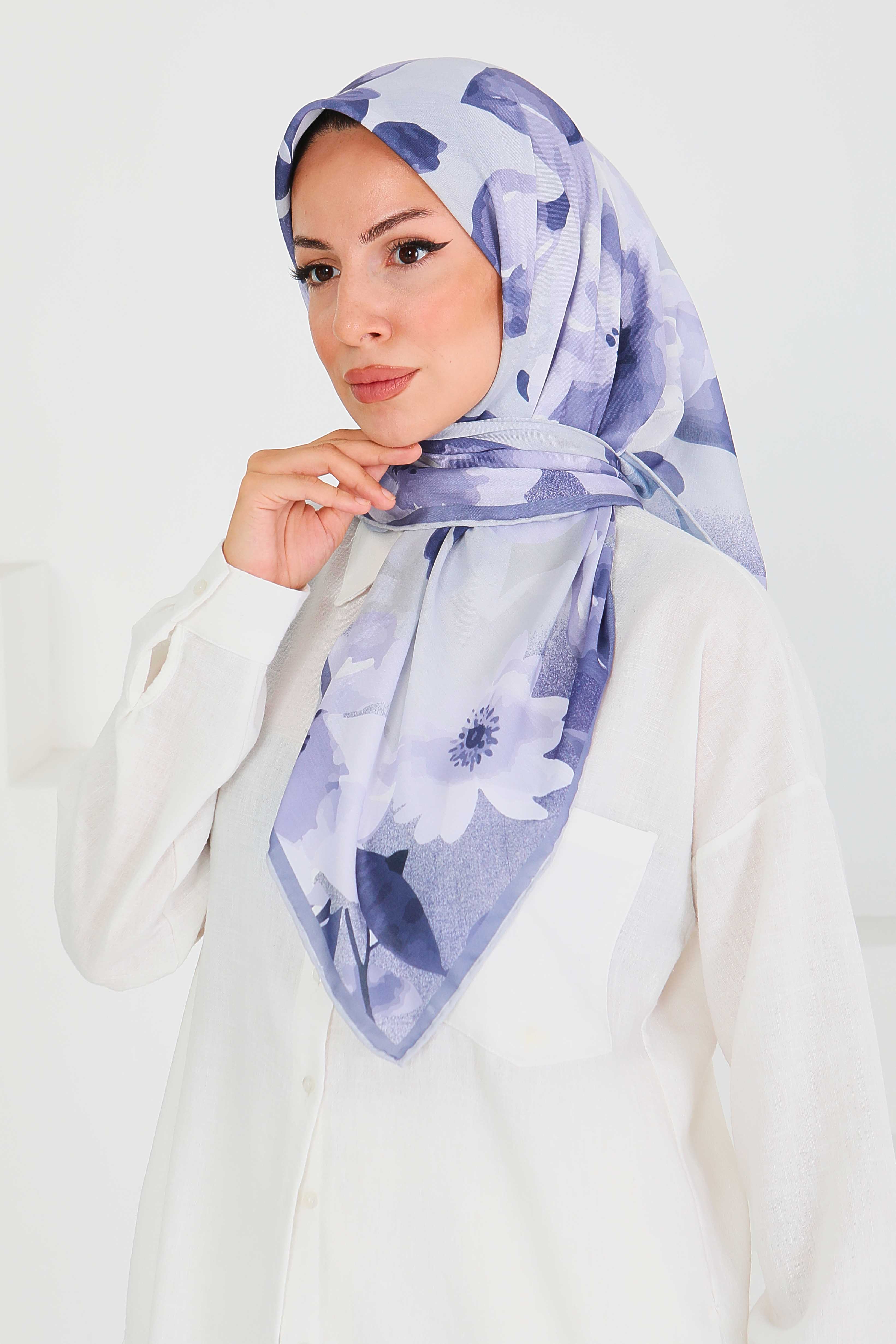 Desenli Bambu Başörtü - 27522 - 2