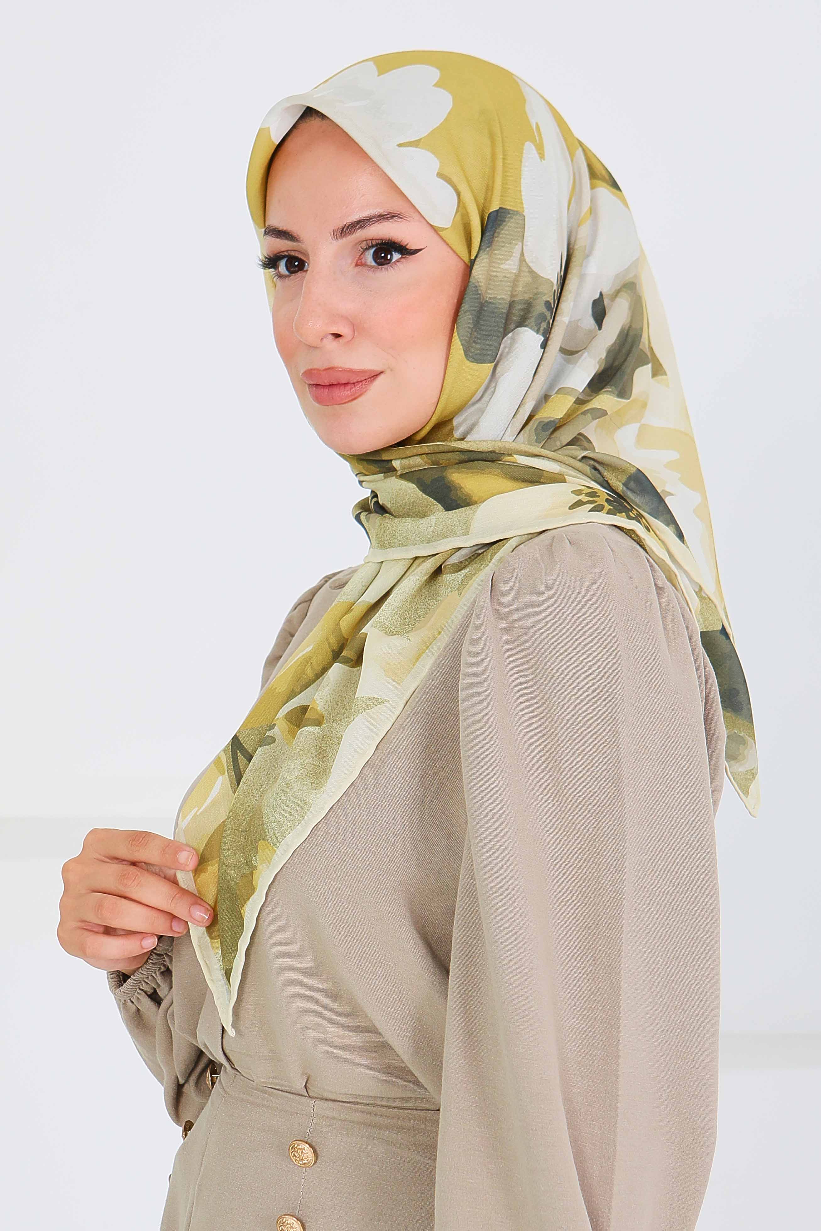 Desenli Bambu Başörtü - 27522 - 3