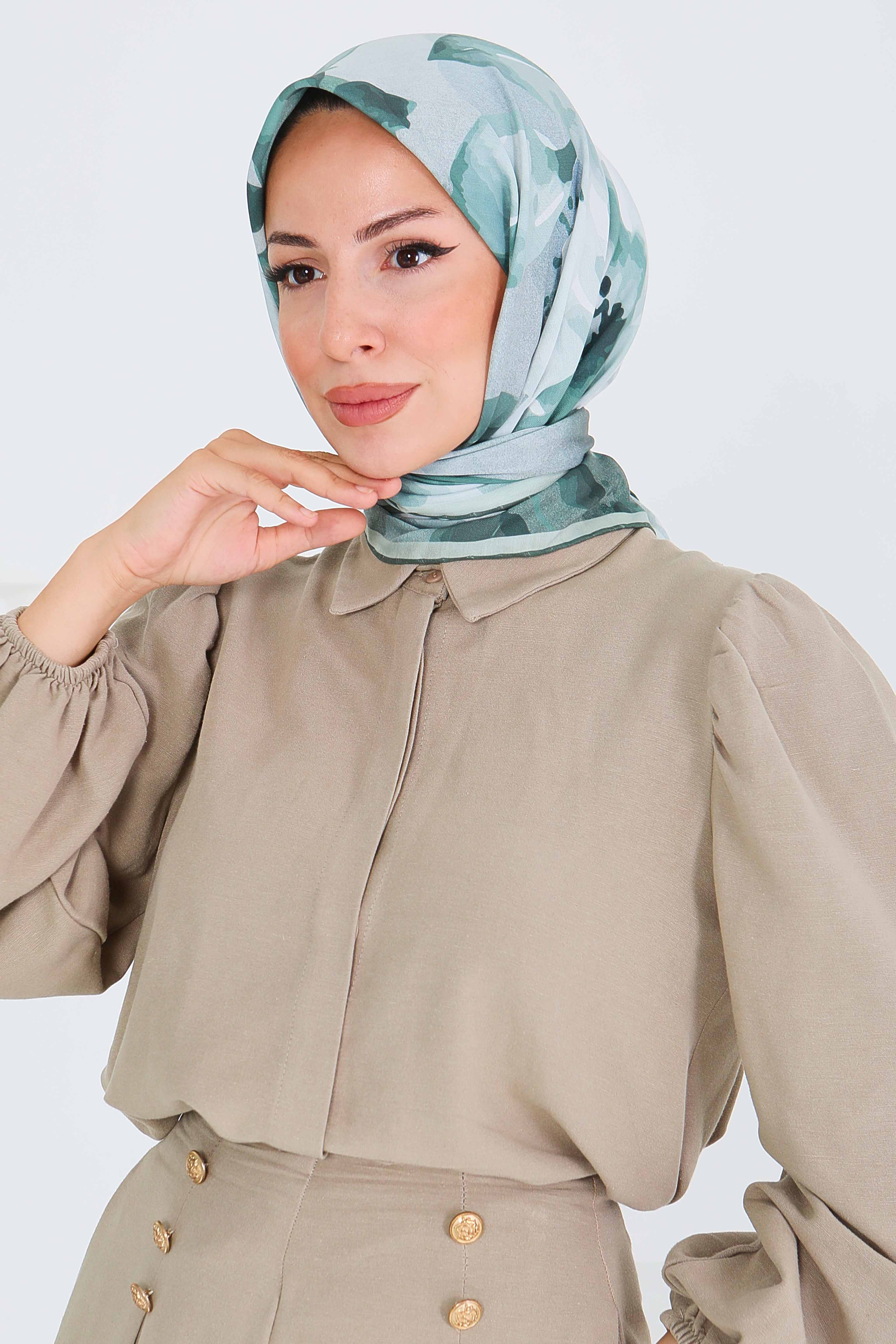 Desenli Bambu Başörtü - 27522 - 1