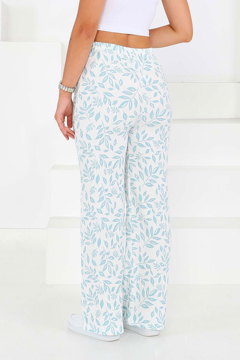 Desenli Beli Lastikli Bürümcük Pantolon - 27678 - TOFİSA