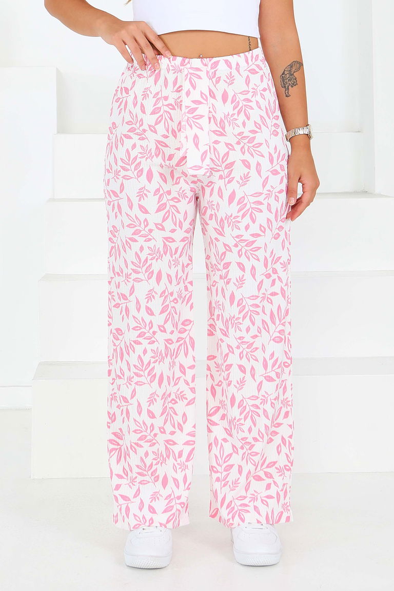 Desenli Beli Lastikli Bürümcük Pantolon - 27678 - TOFİSA