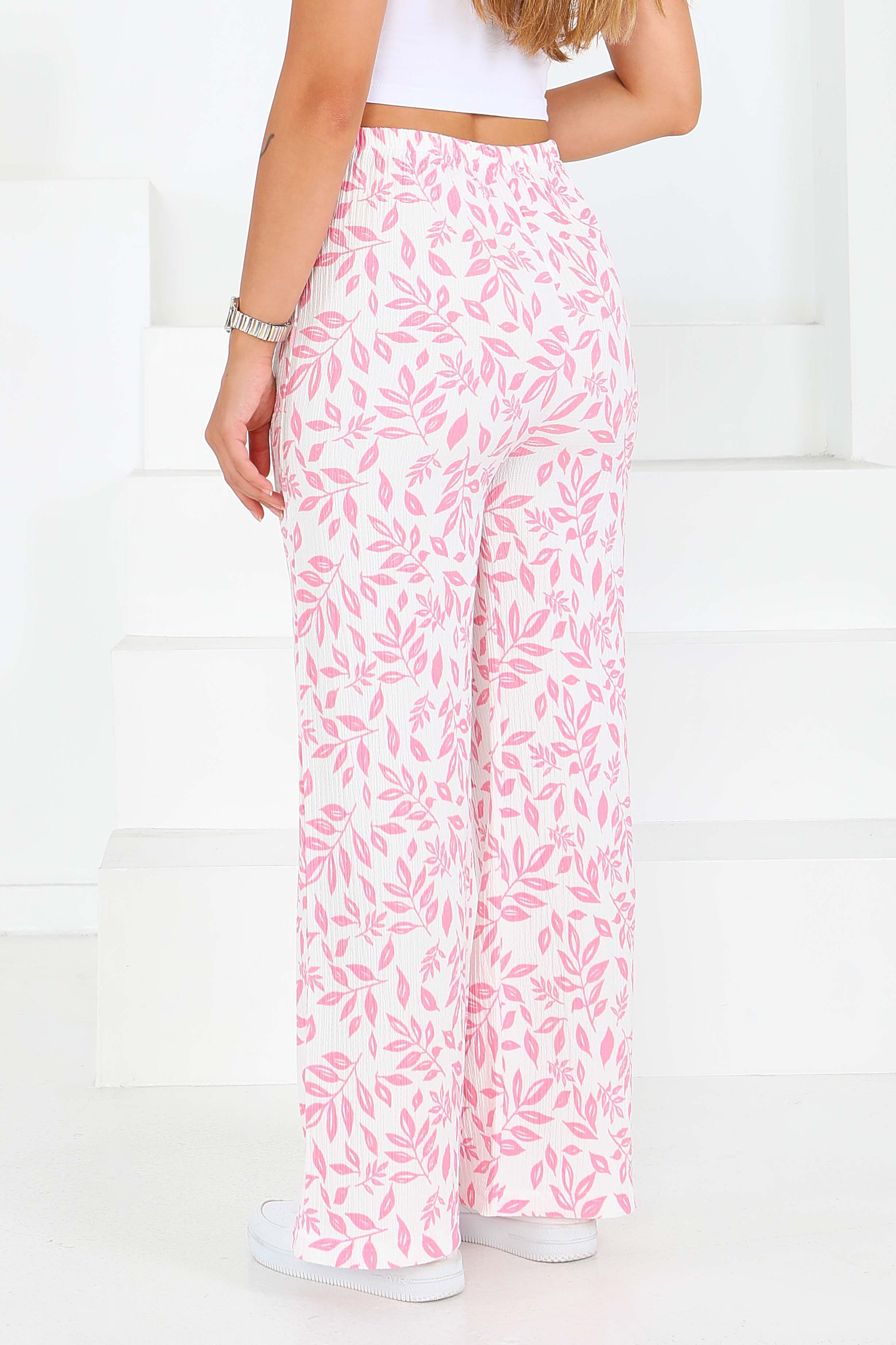 Desenli Beli Lastikli Bürümcük Pantolon - 27678 - 4
