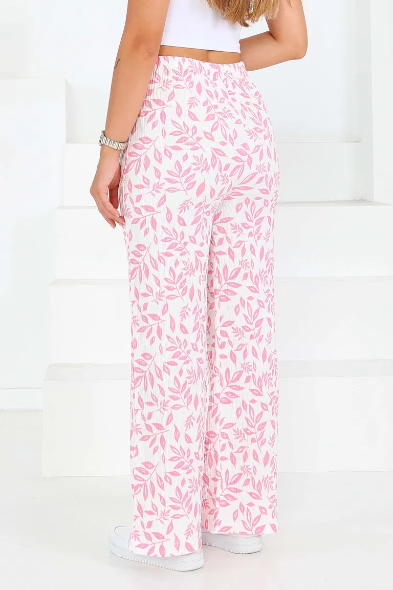 Desenli Beli Lastikli Bürümcük Pantolon - 27678 - TOFİSA