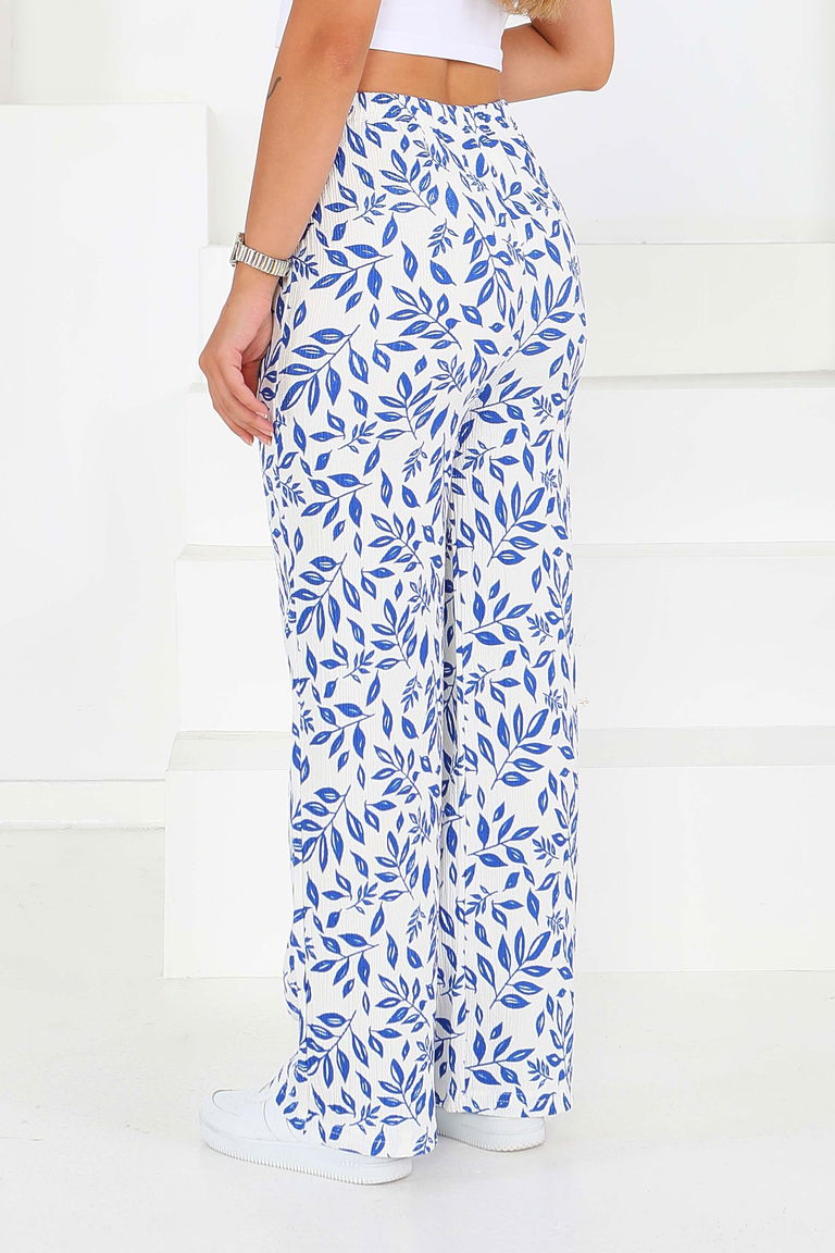 Desenli Beli Lastikli Bürümcük Pantolon - 27678 - TOFİSA