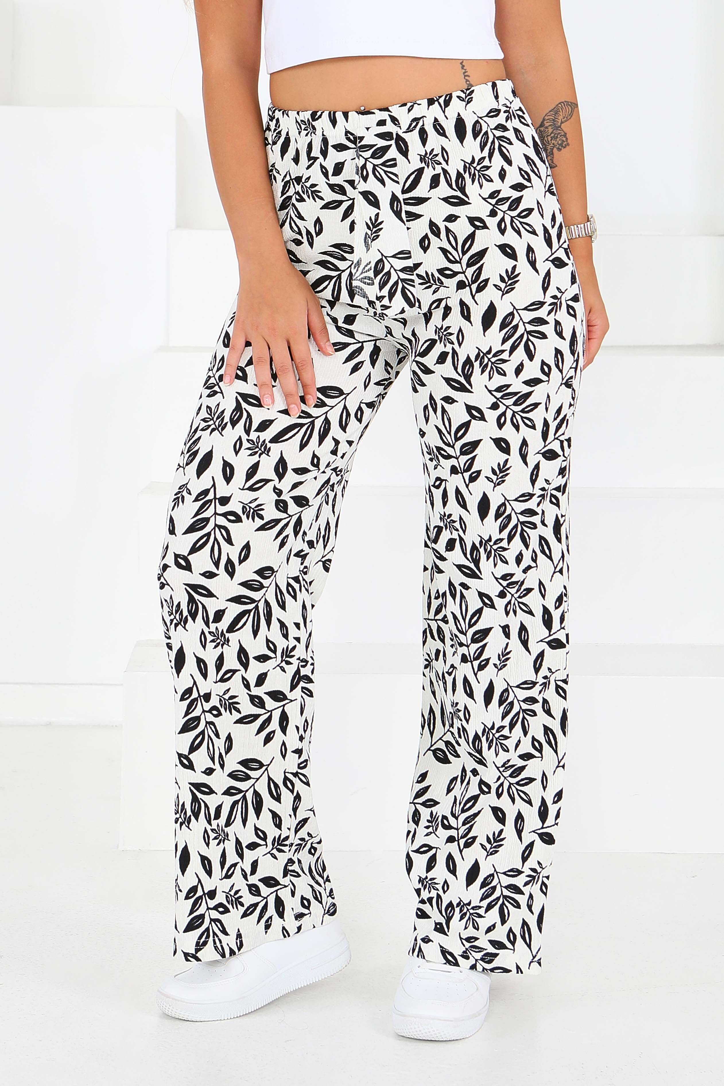 Desenli Beli Lastikli Bürümcük Pantolon - 27678 - 2