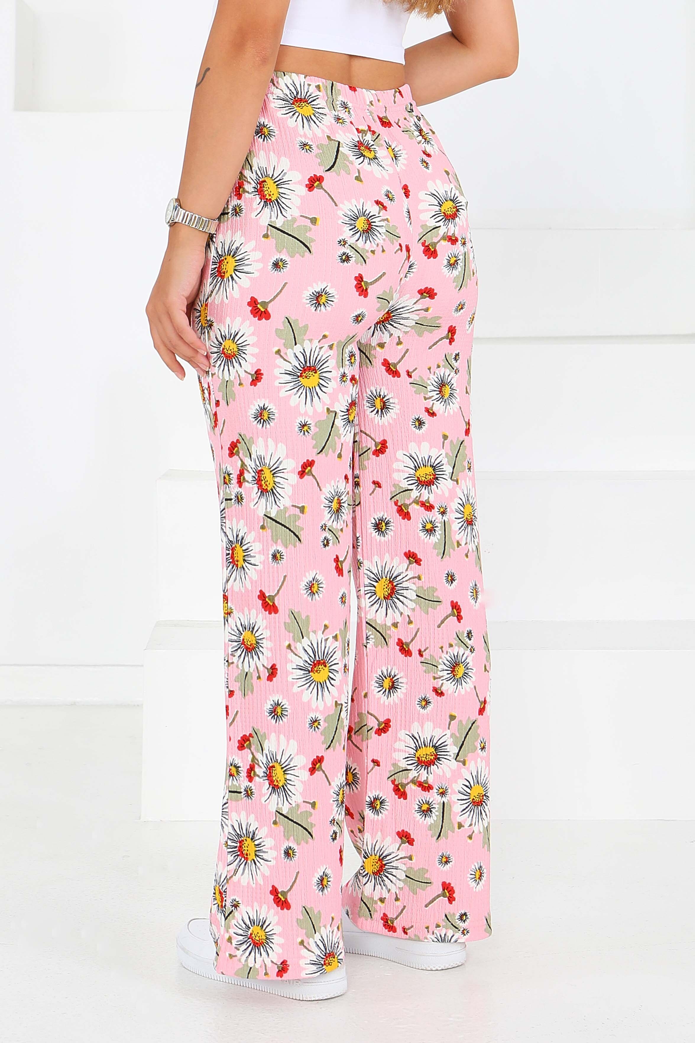 Desenli Beli Lastikli Bürümcük Pantolon - 27679 - 4