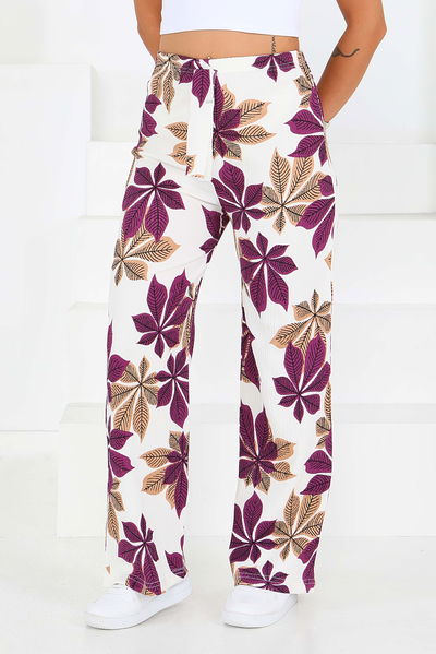 Desenli Beli Lastikli Bürümcük Pantolon - 27680 