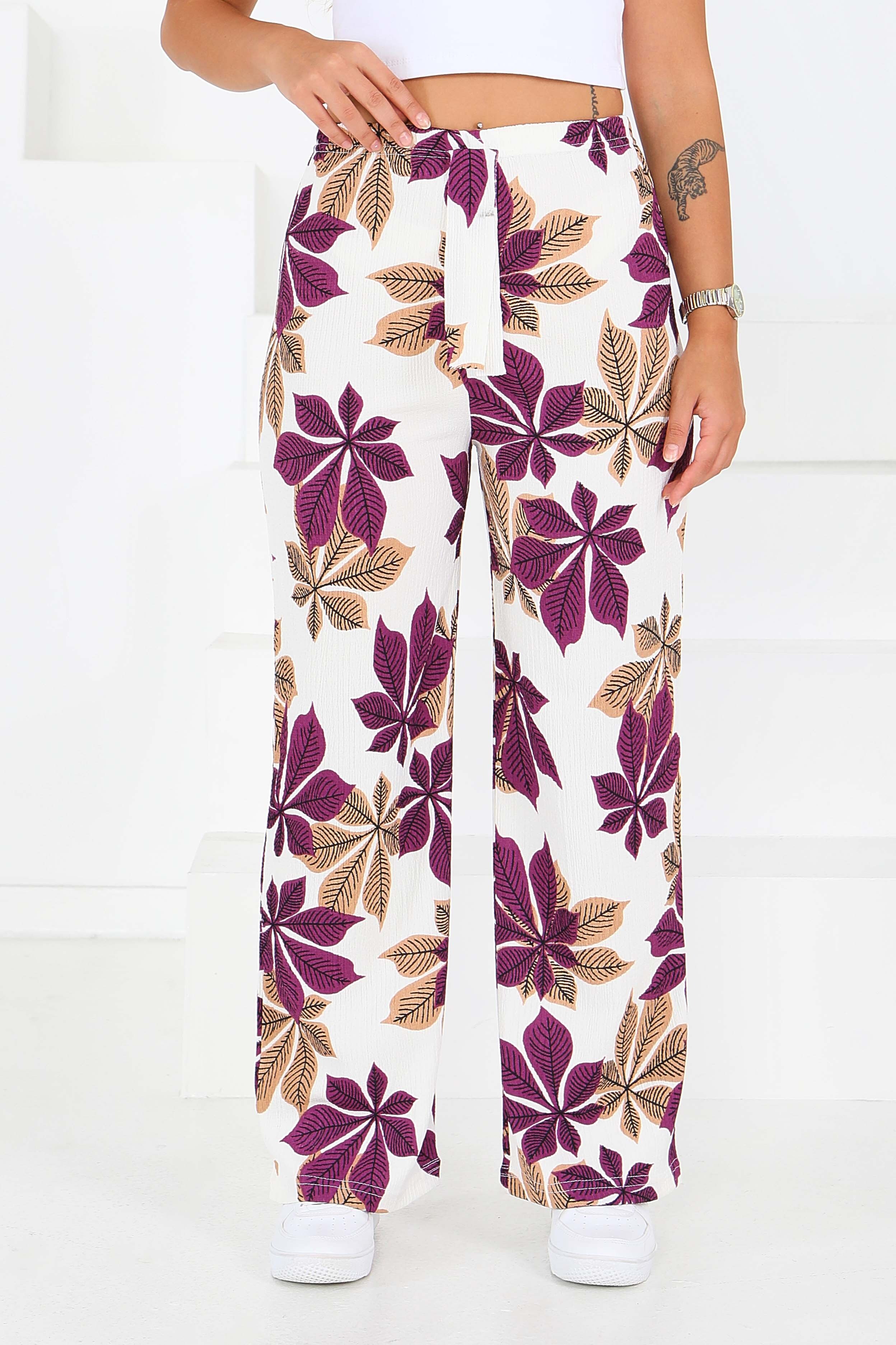 Desenli Beli Lastikli Bürümcük Pantolon - 27680 - 3