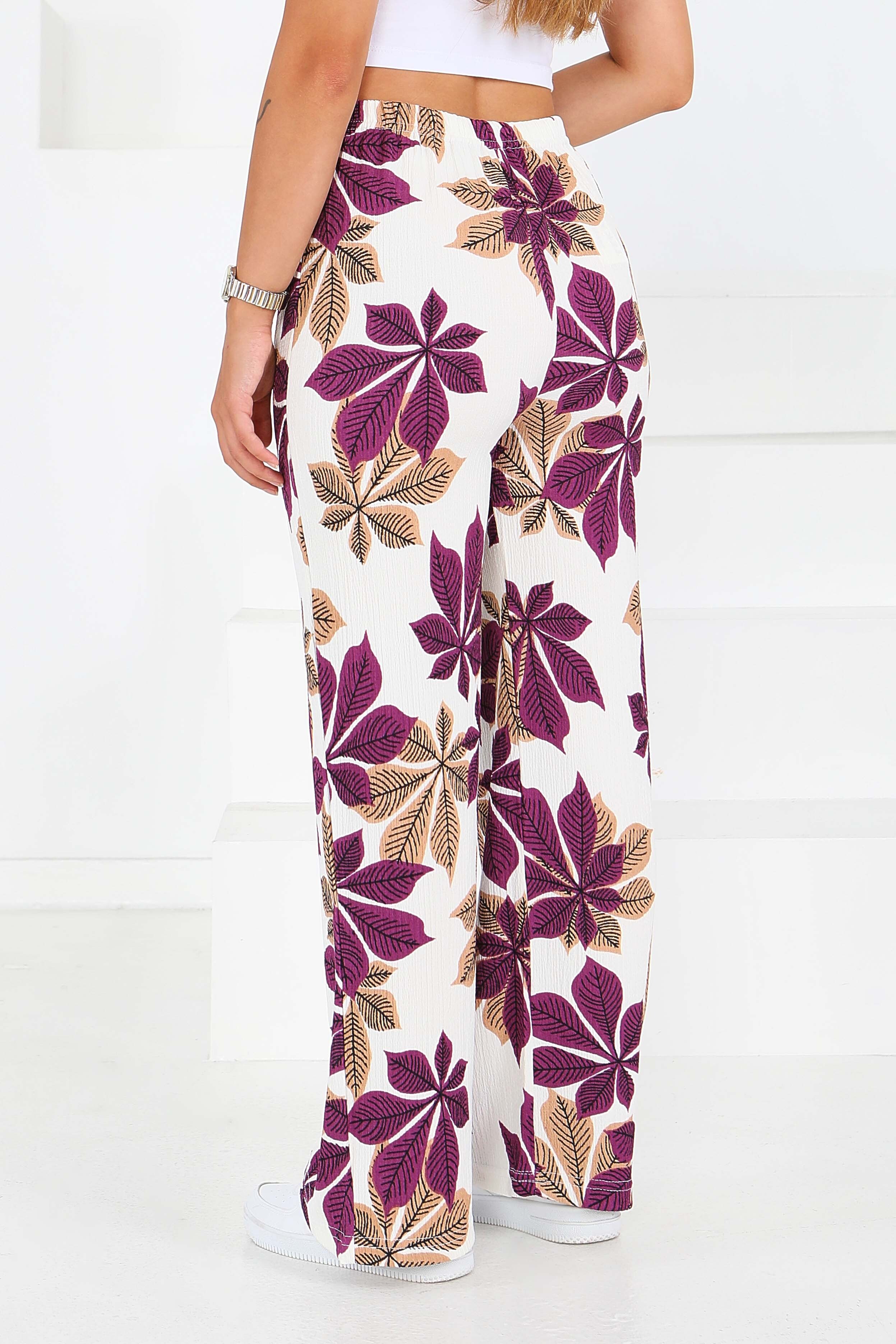 Desenli Beli Lastikli Bürümcük Pantolon - 27680 - 4