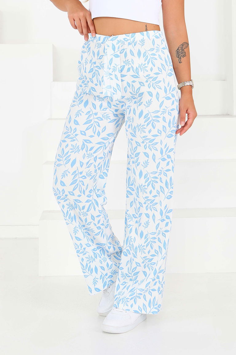 Desenli Beli Lastikli Bürümcük Pantolon - 27678 - TOFİSA