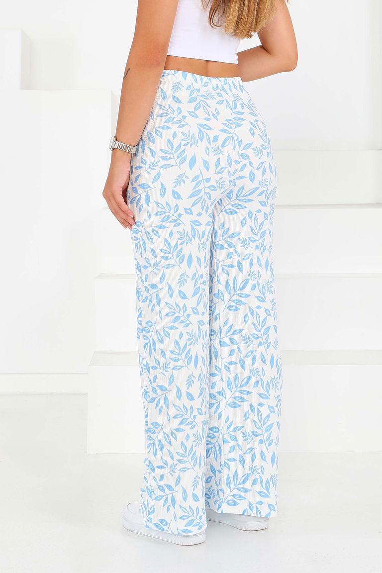 Desenli Beli Lastikli Bürümcük Pantolon - 27678 - TOFİSA